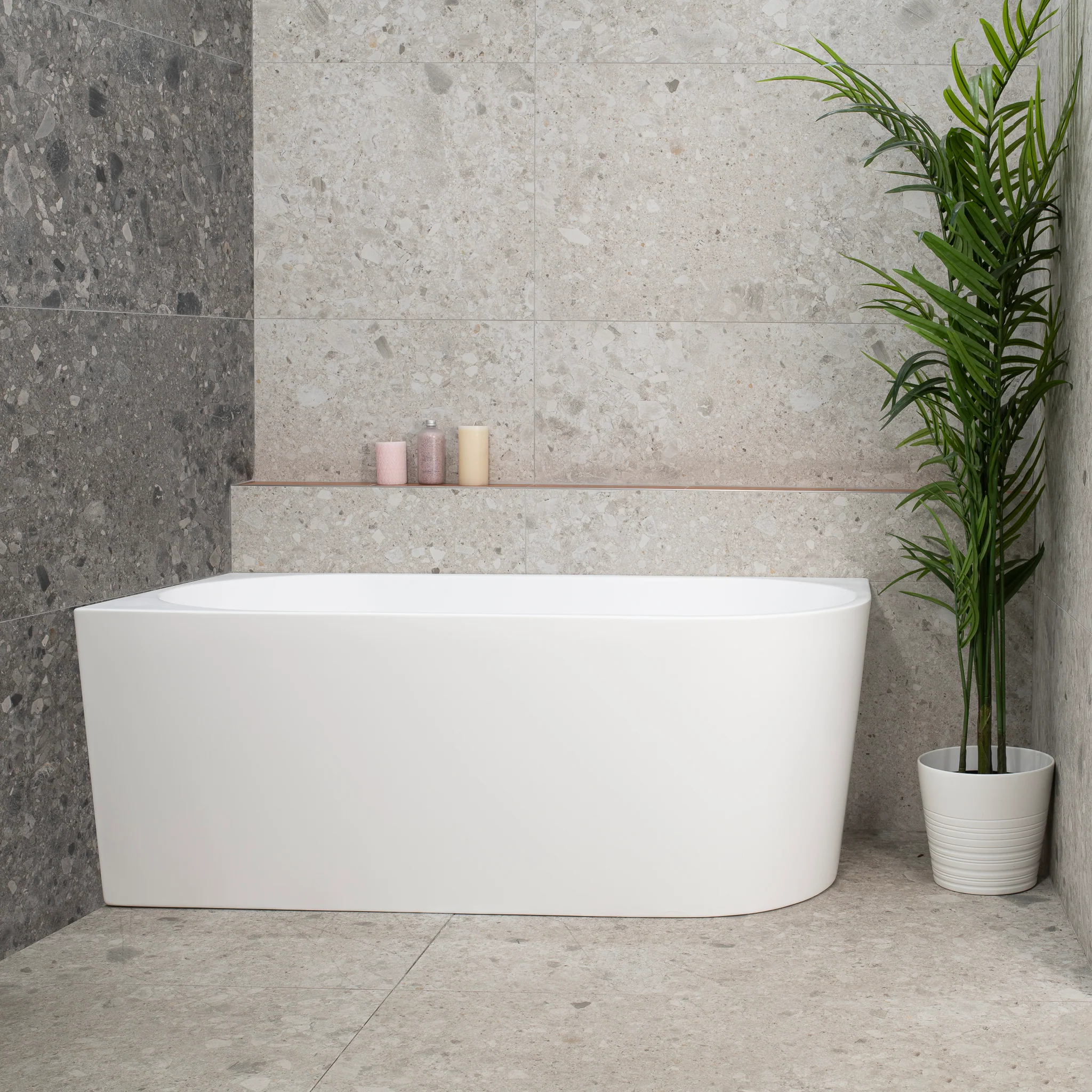 Avalon 1500mm Left Corner Freestanding Bath, Matte White - Image 4