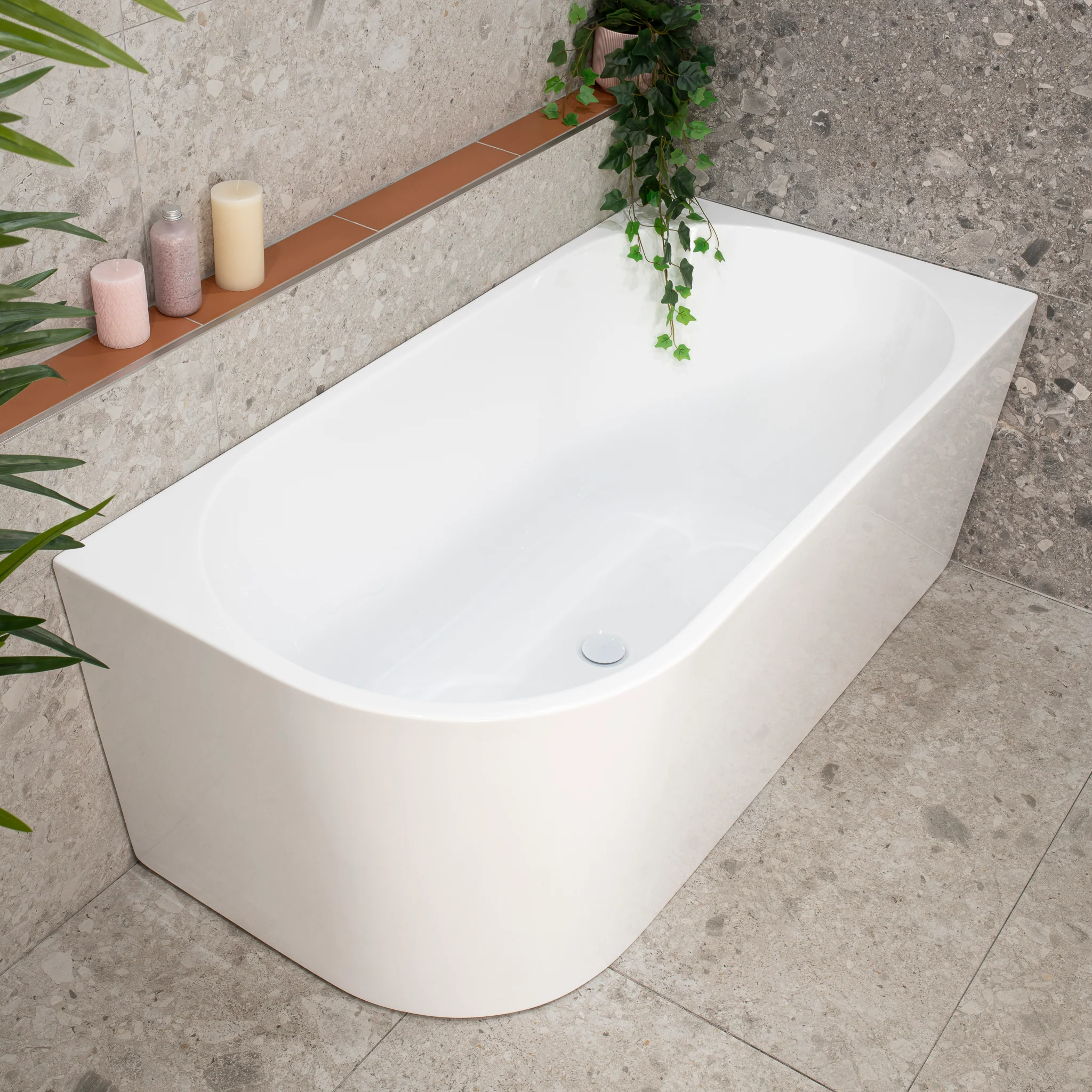 Avalon 1500mm Right Corner Freestanding Bath, Gloss White - Image 3
