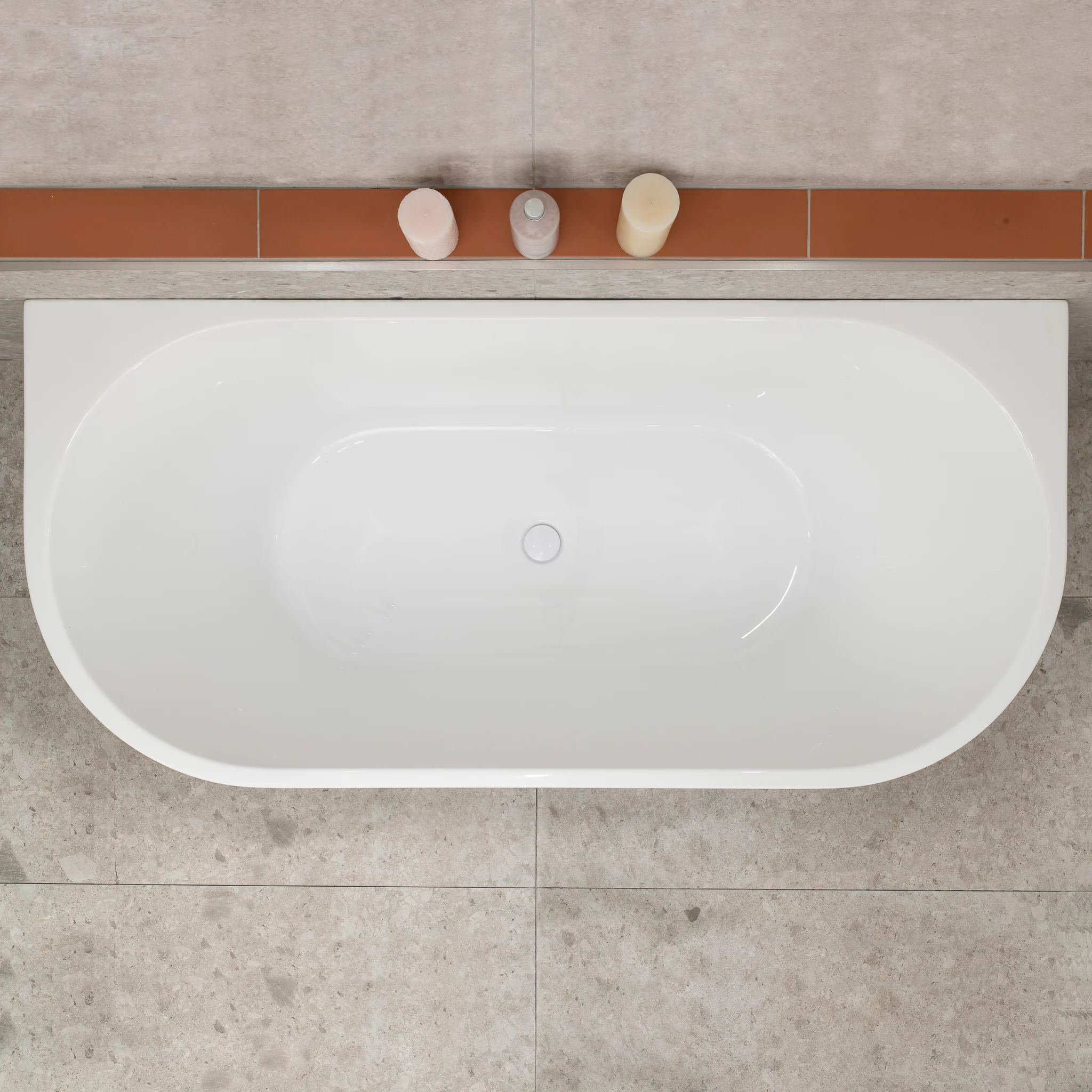 Avalon 1600mm Back to Wall Freestanding Bath, Gloss White - Image 5