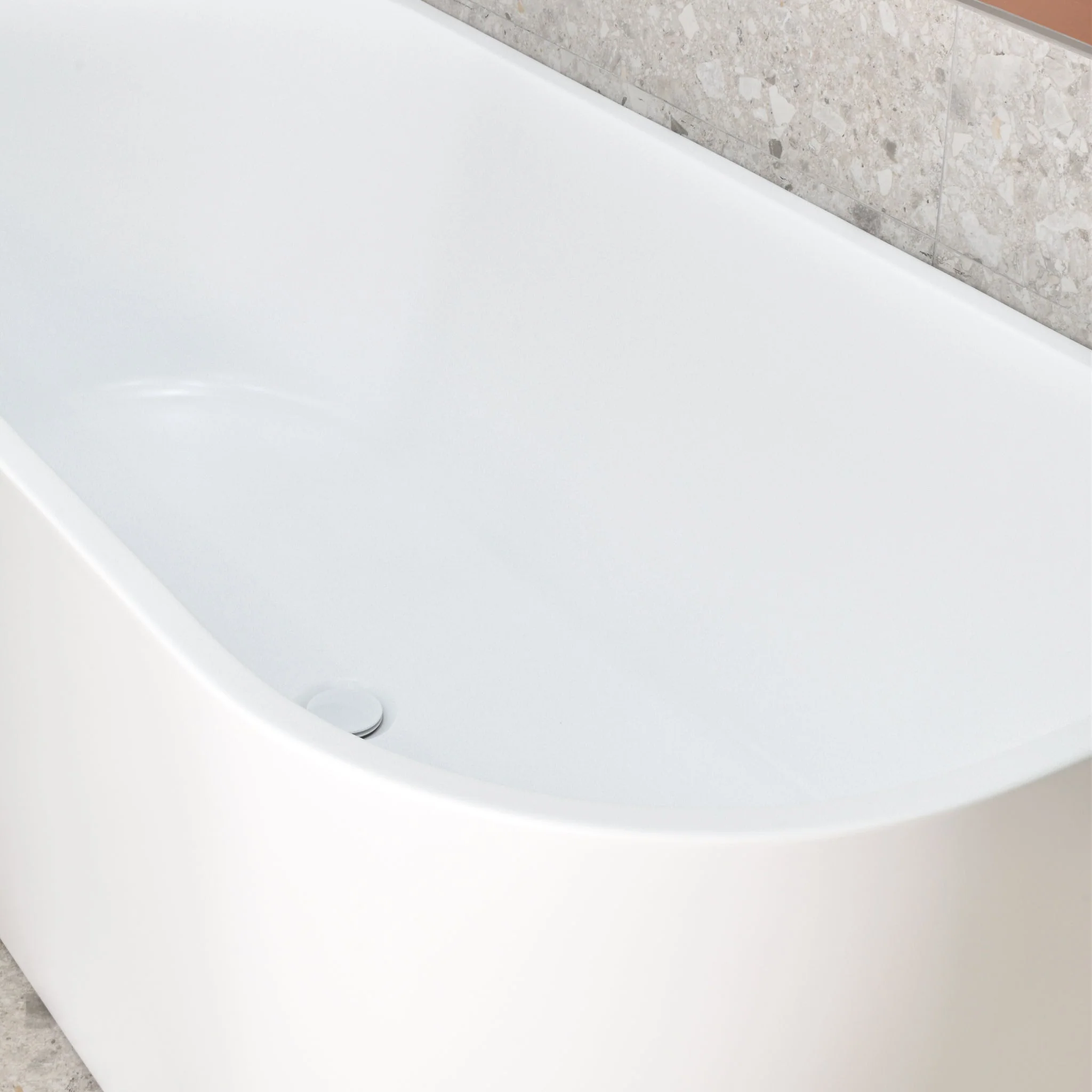 Avalon 1600mm Back to Wall Freestanding Bath, Matte White - Image 7