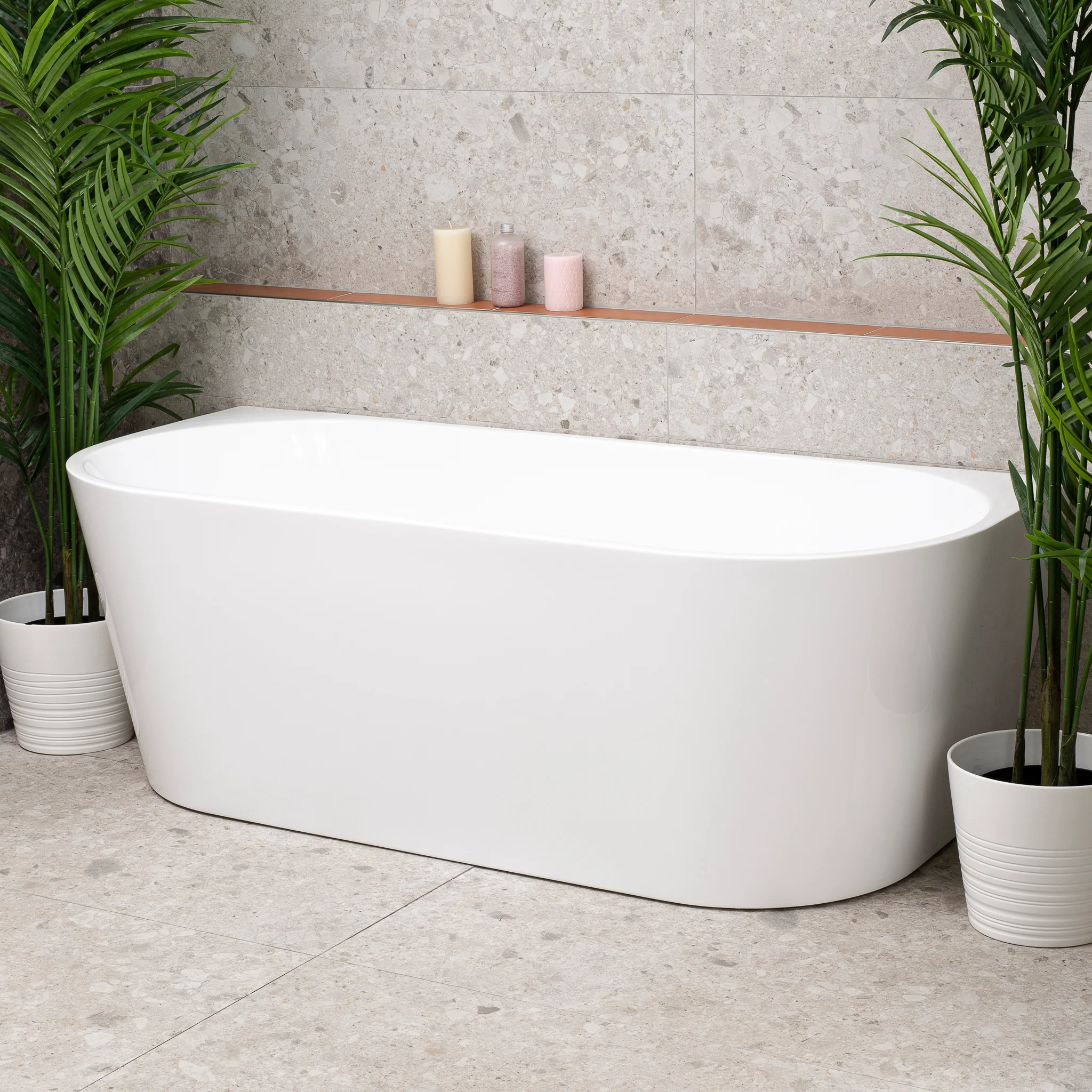 Avalon 1700mm Back to Wall Freestanding Bath, Gloss White - Image 2