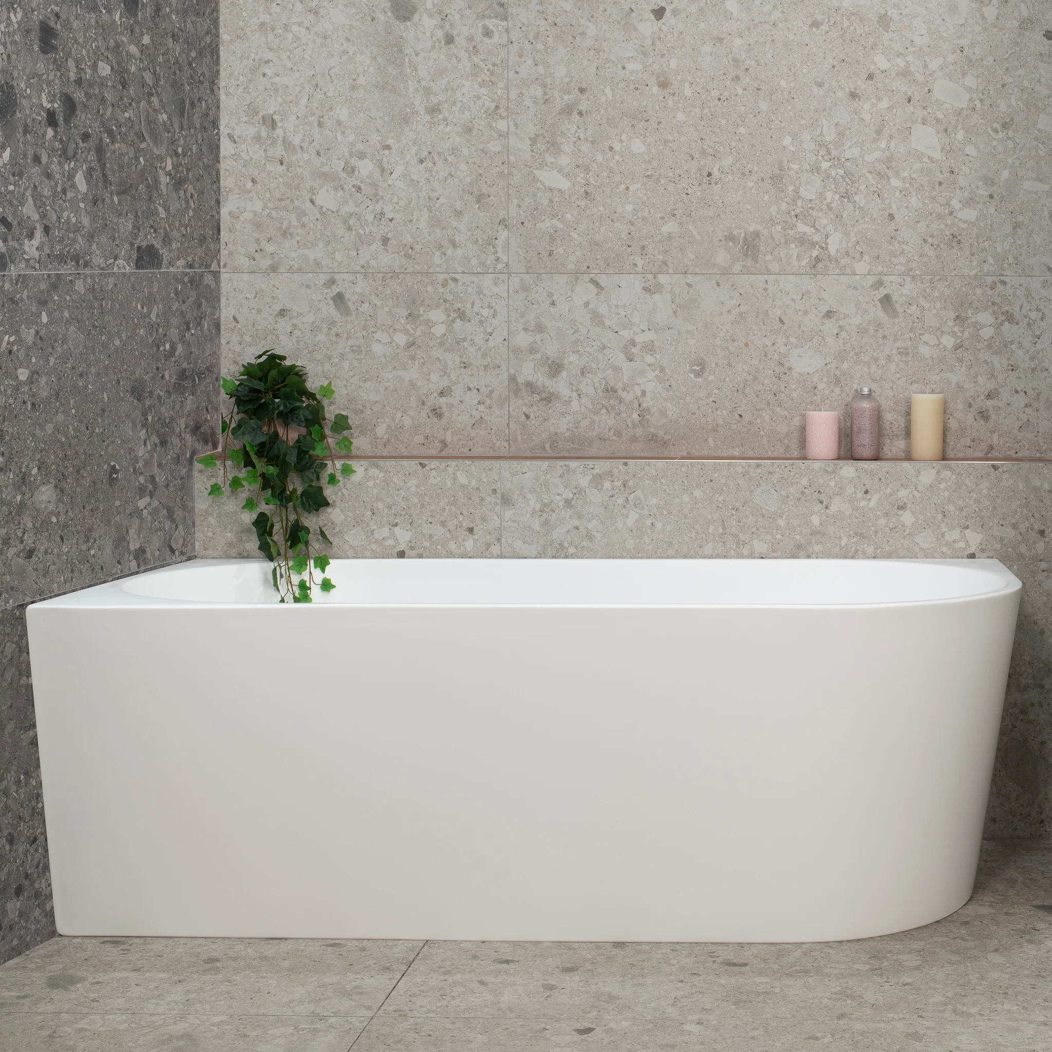 Avalon 1700mm Left Corner Freestanding Bath, Matte White - Image 4