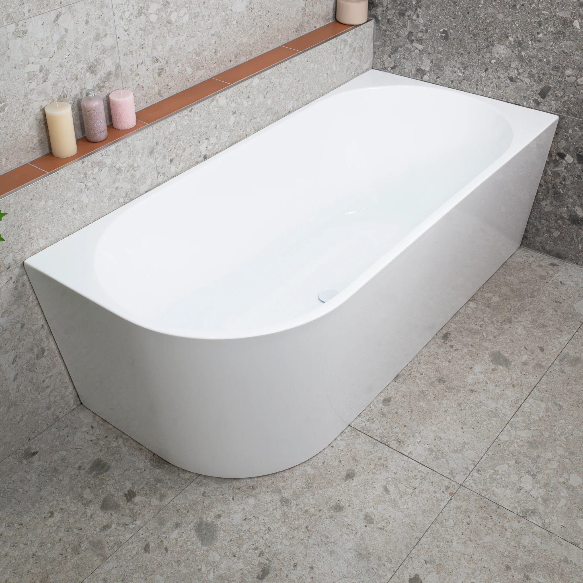 Avalon 1700mm Right Corner Freestanding Bath, Gloss White - Image 3