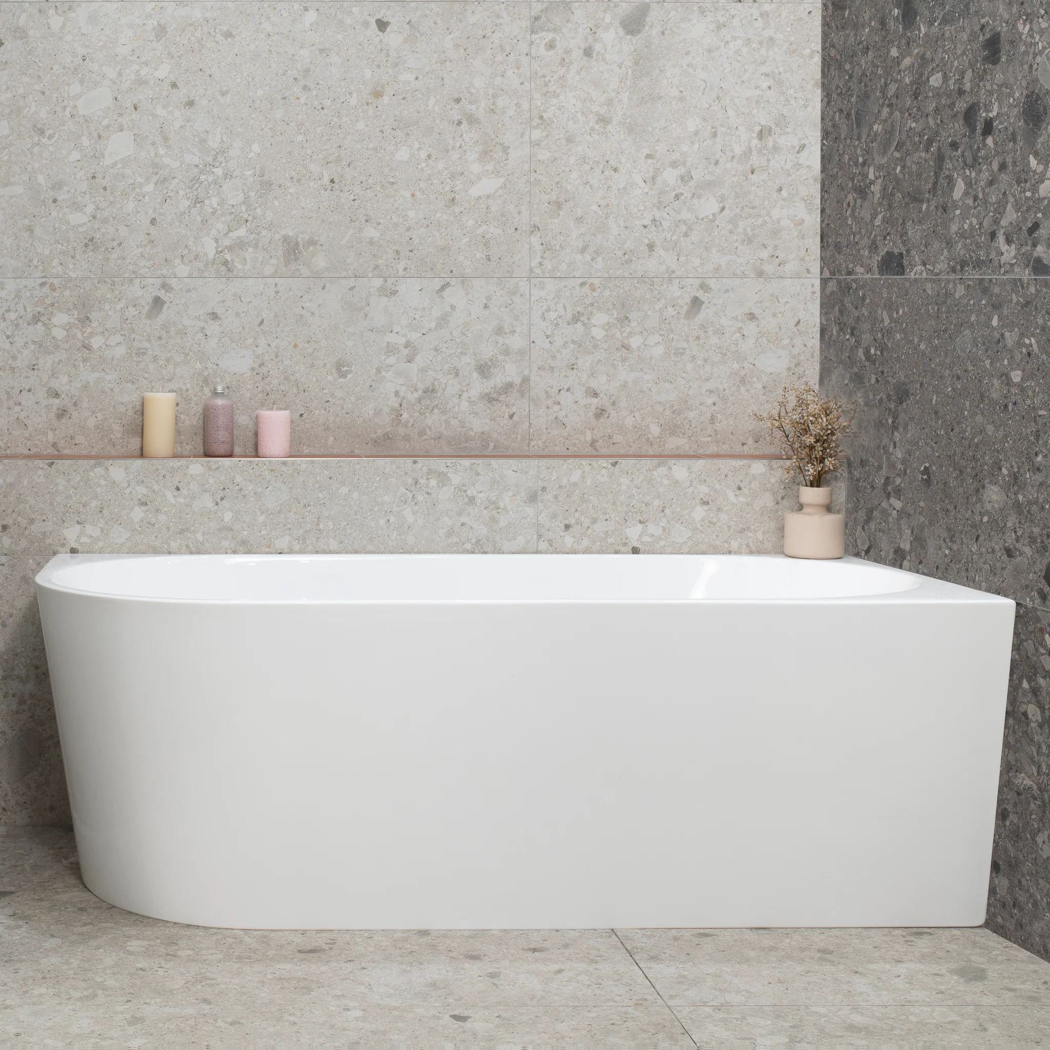Avalon 1700mm Right Corner Freestanding Bath, Gloss White - Image 4