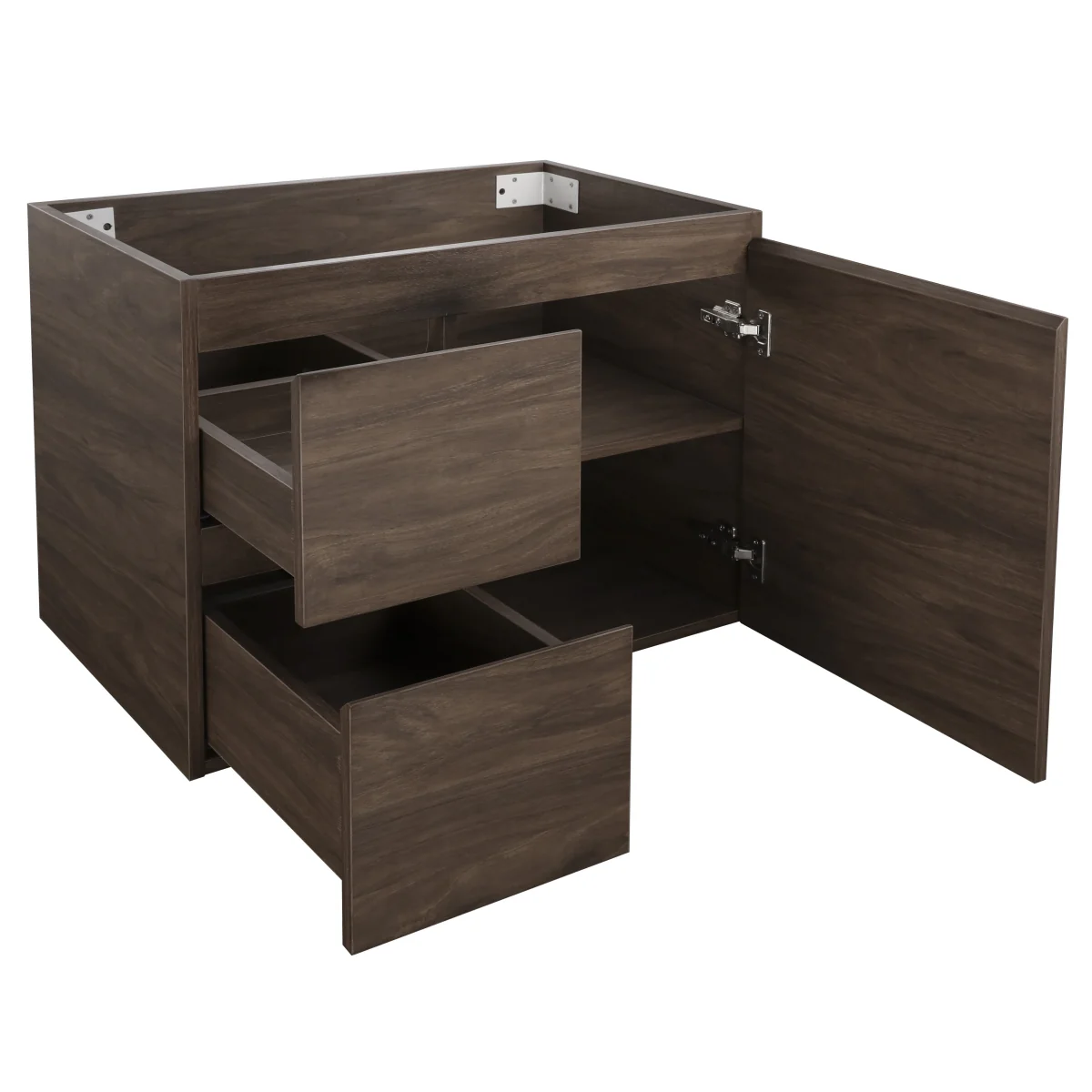 *Clearance* Avisé 750mm Wall Hung Vanity Cabinet with Drawers on the Left Side | Acacia Ash Woodgrain | - Image 4