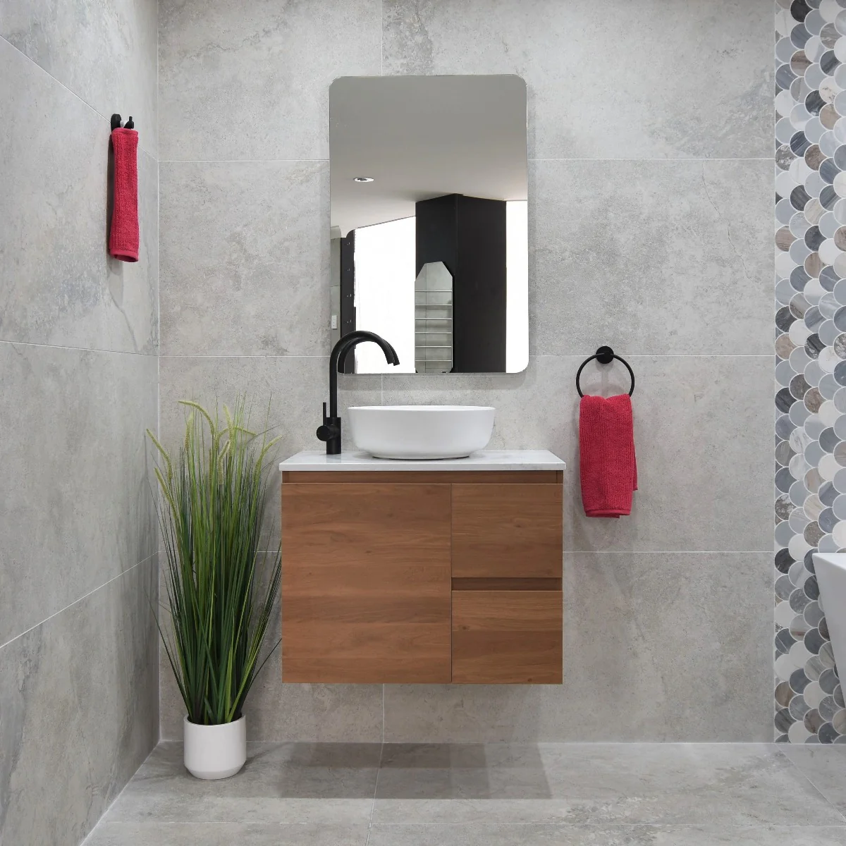 *Clearance* Avisé 750mm Wall Hung Vanity Cabinet with Drawers on the Right Side | Villara Oak Woodgrain |
