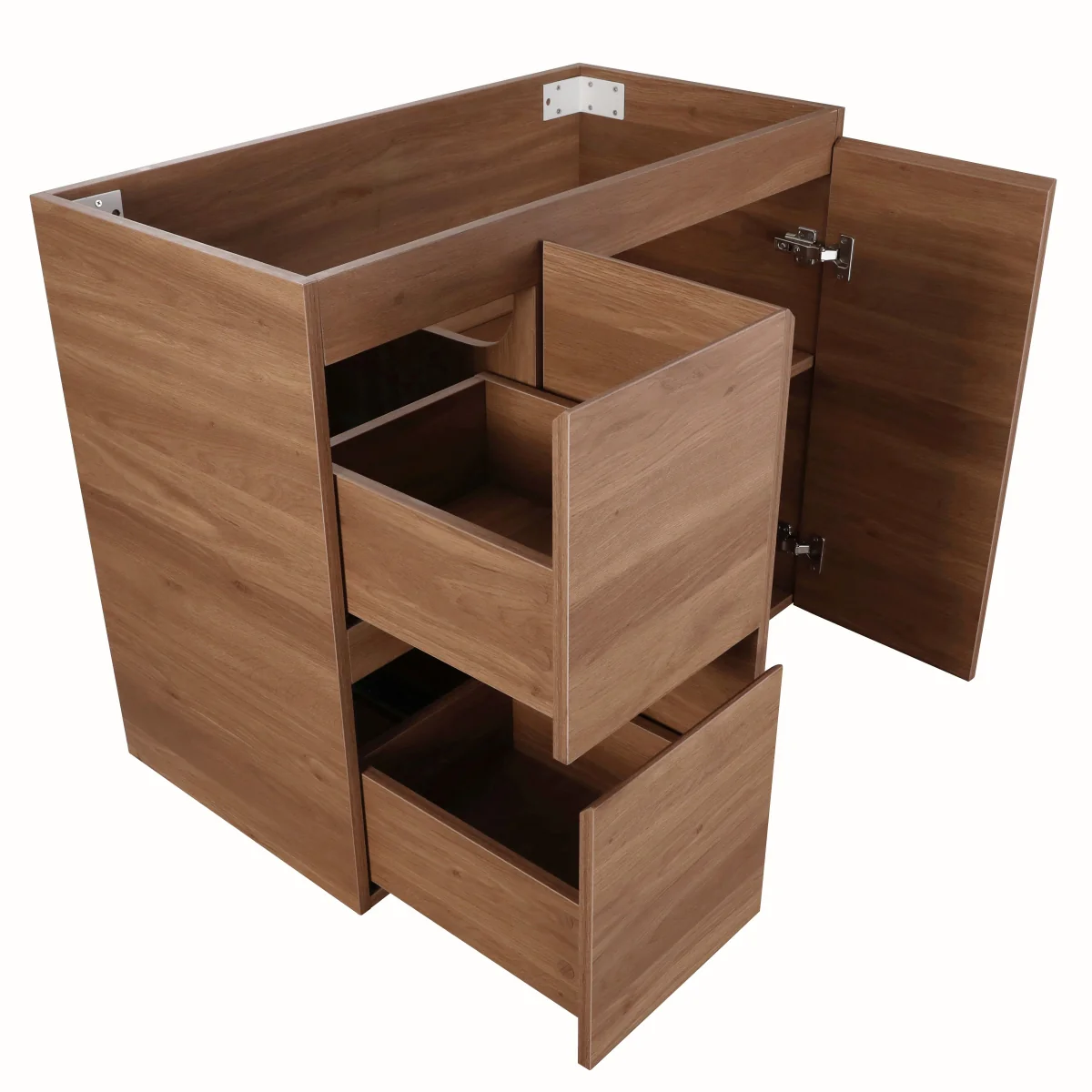 *Clearance* Avisé 900mm Floor Standing Vanity Cabinet with Drawers on the Left Side | Villara Oak Woodgrain | - Image 4