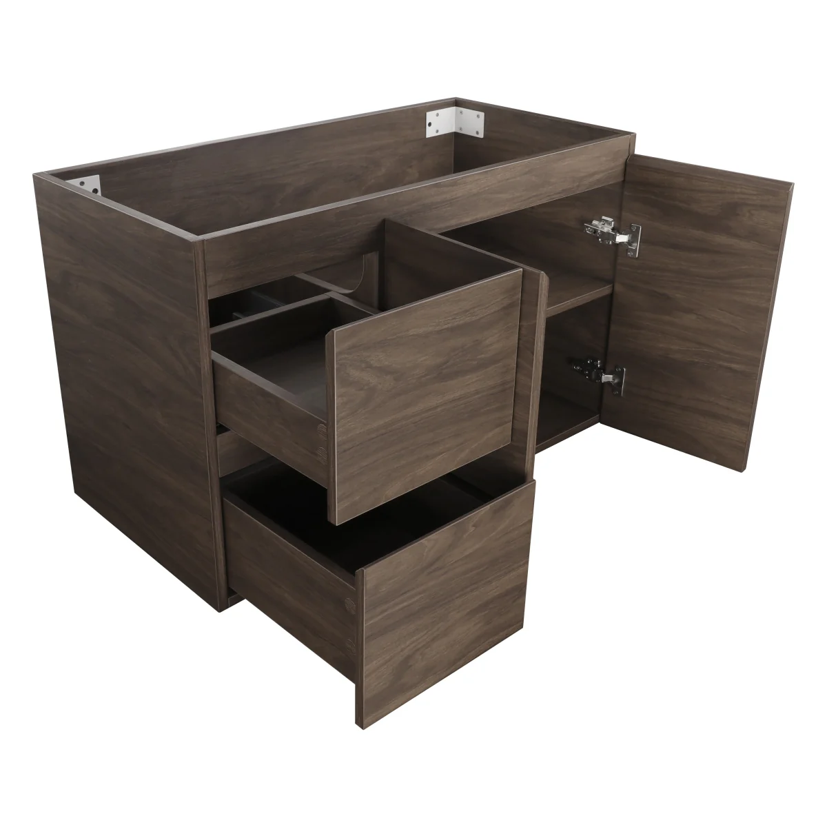 *Clearance* Avisé 900mm Wall Hung Vanity Cabinet with Drawers on the Left Side | Acacia Ash Woodgrain | - Image 3