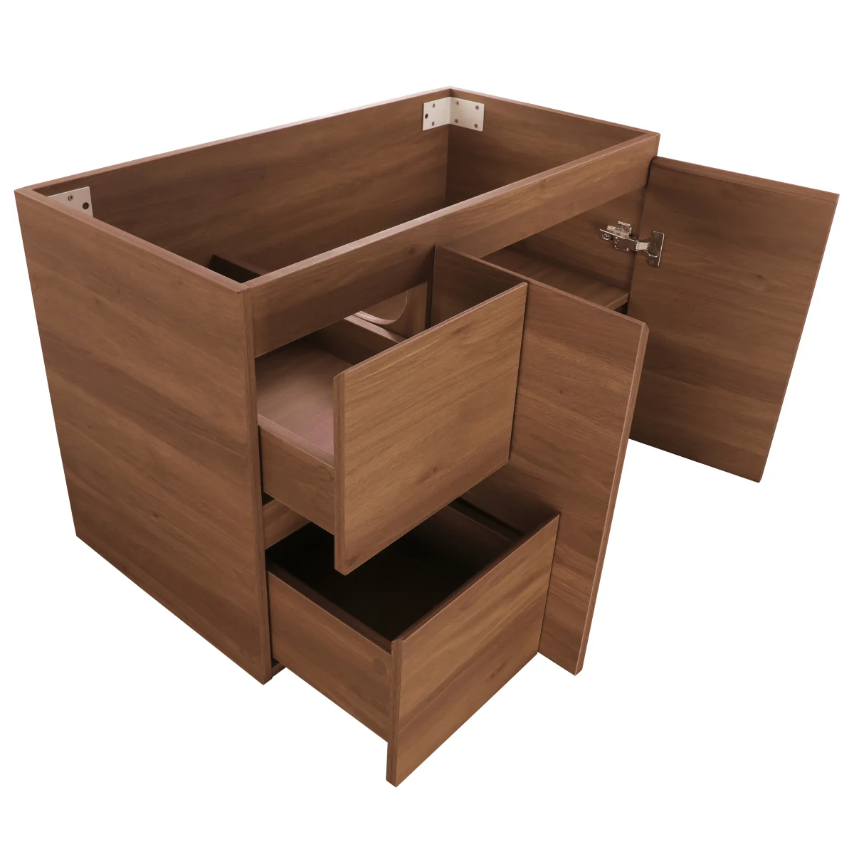 *Clearance* Avisé 900mm Wall Hung Vanity Cabinet with Drawers on the Left Side | Villara Oak Woodgrain | - Image 4