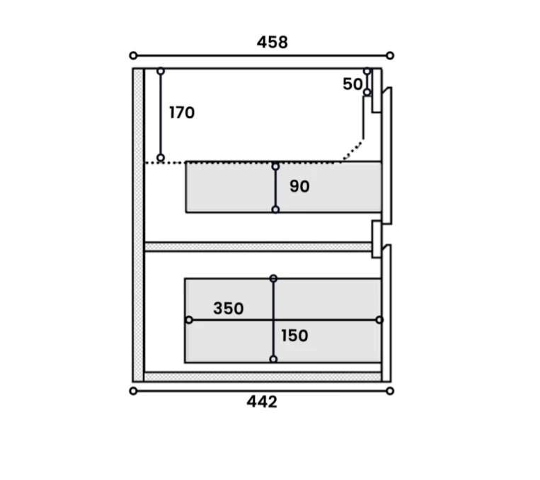 *Clearance* Avisé 900mm Wall Hung Vanity Cabinet with Drawers on the Left Side | Villara Oak Woodgrain | - Image 6