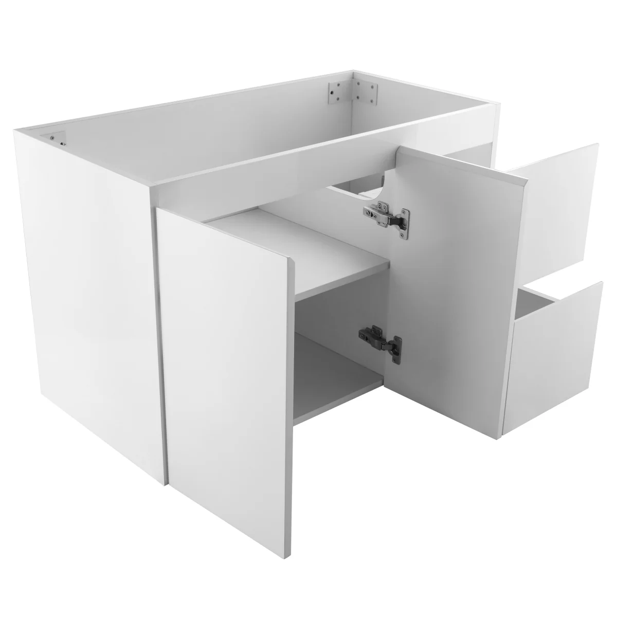 Avisé 900mm Wall Hung Vanity Cabinet with Drawers on the Right Side | Gloss White | - Image 4