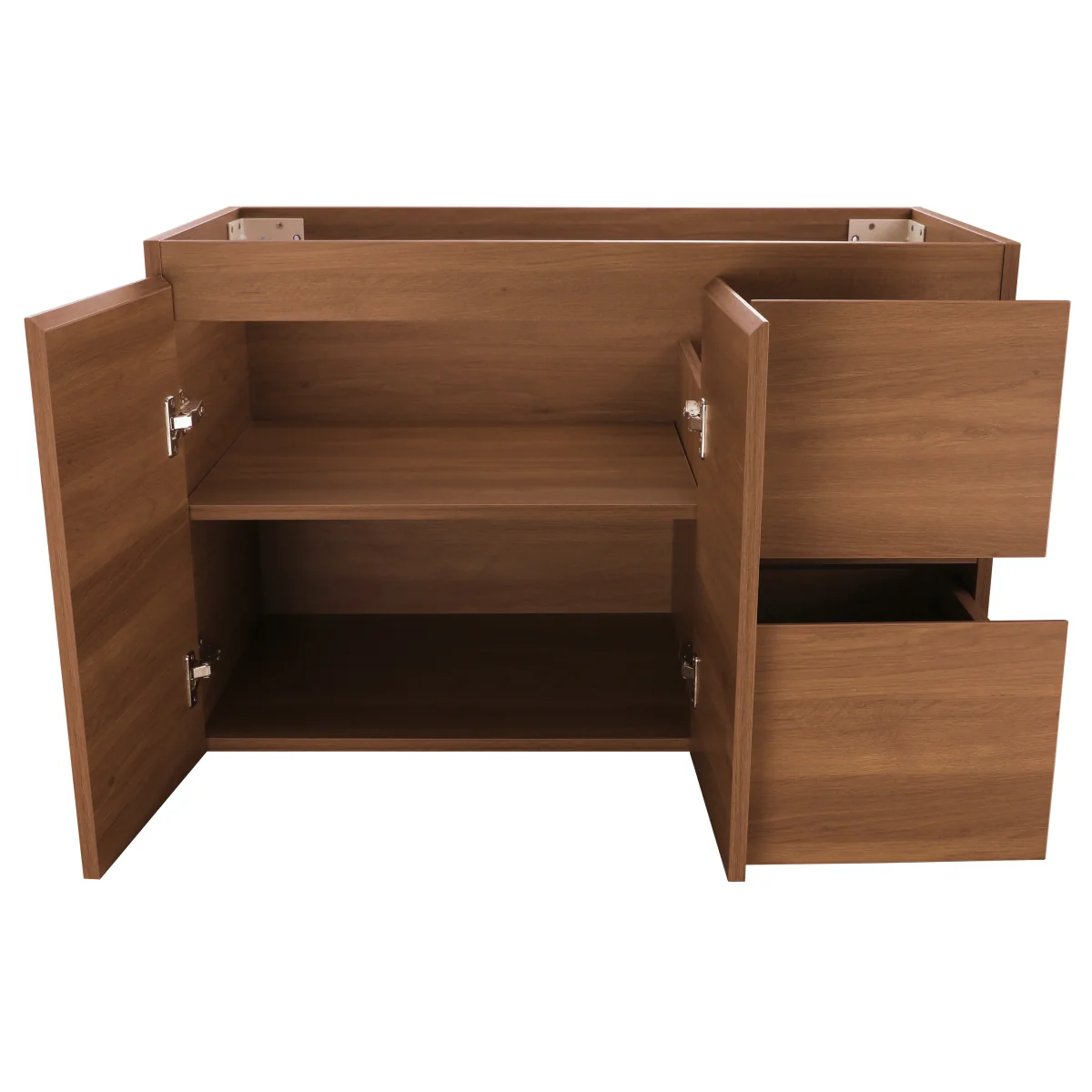 *Clearance* Avisé 900mm Wall Hung Vanity Cabinet with Drawers on the Right Side | Villara Oak Woodgrain | - Image 3