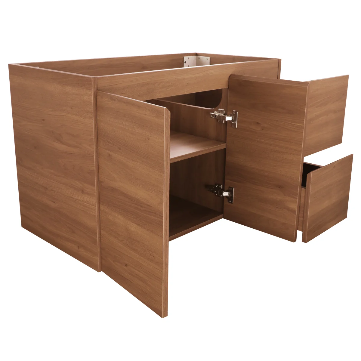 *Clearance* Avisé 900mm Wall Hung Vanity Cabinet with Drawers on the Right Side | Villara Oak Woodgrain | - Image 4
