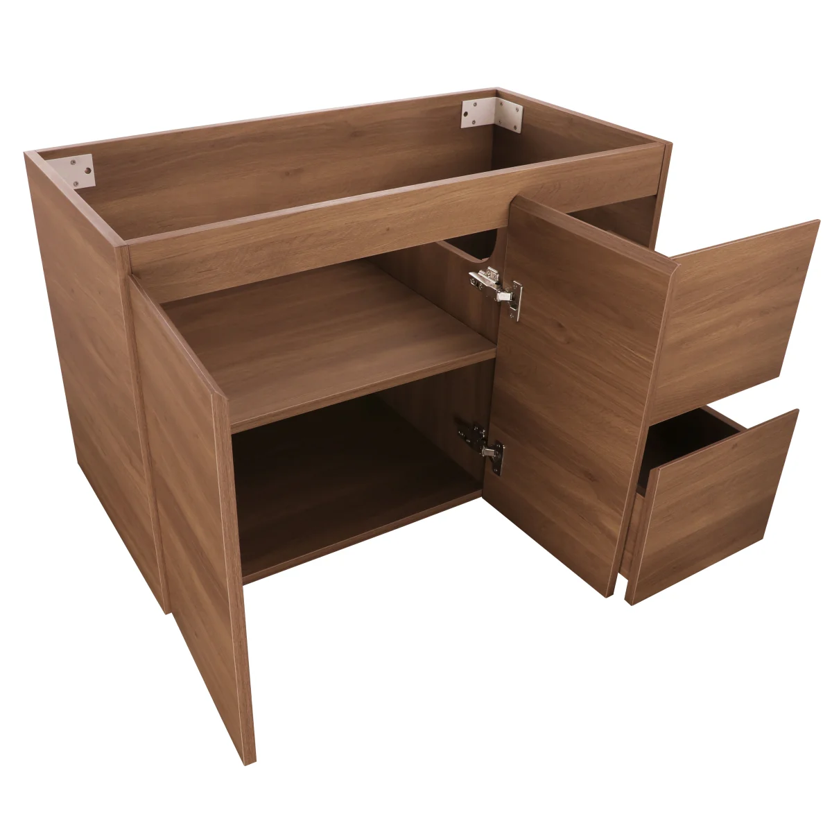 *Clearance* Avisé 900mm Wall Hung Vanity Cabinet with Drawers on the Right Side | Villara Oak Woodgrain | - Image 5