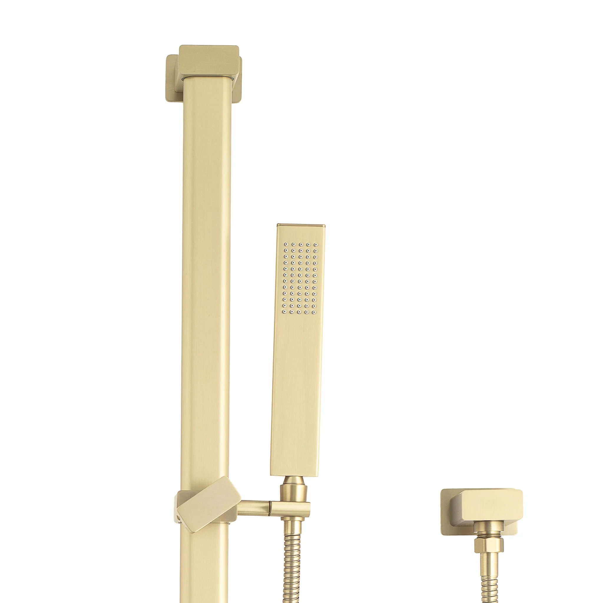 Block Square Hand Shower on Rail, Brushed Brass (Gold) - Image 3
