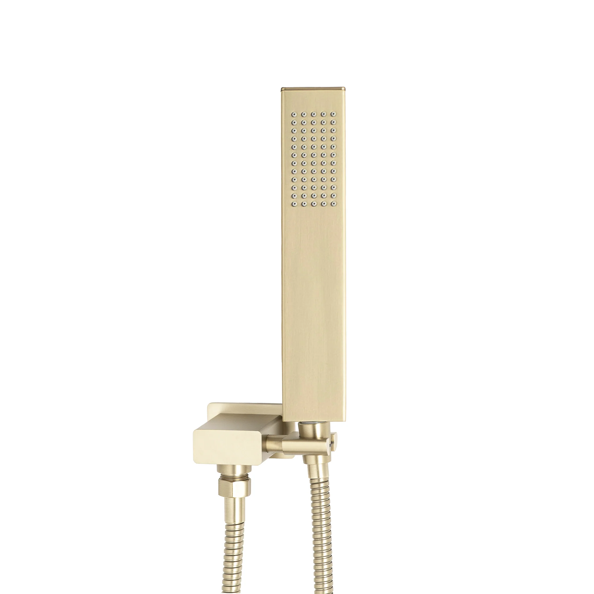 Block Square Hand Shower with Holder, Brushed Brass (Gold) - Image 2