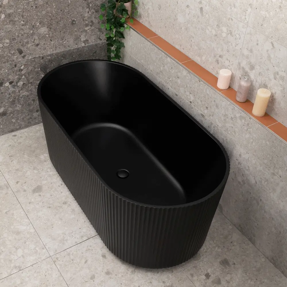 Brighton Groove 1500mm Fluted Oval Freestanding Bath, Matte Black *Clearance Stock* - Image 5