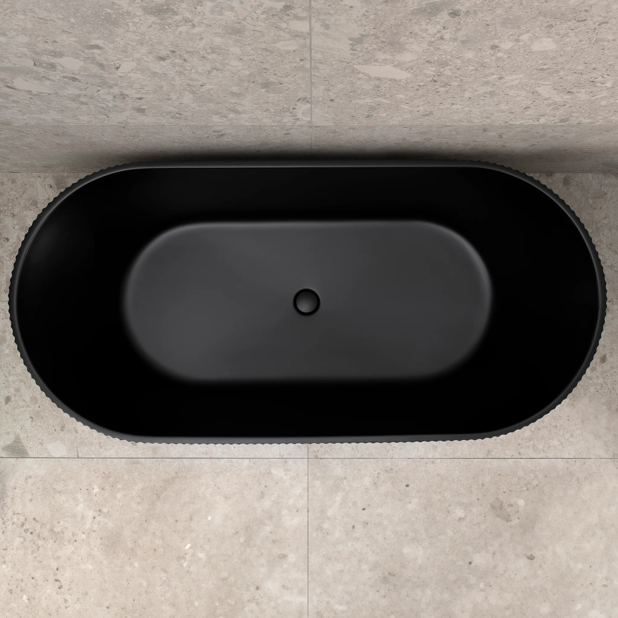 Brighton Groove 1700mm Fluted Oval Freestanding Bath, Matte Black *Clearance Stock* - Image 6