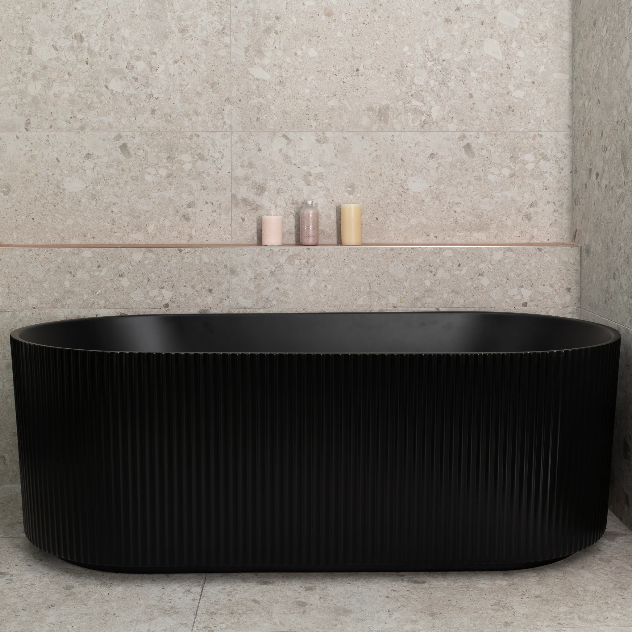Brighton Groove 1700mm Fluted Oval Freestanding Bath, Matte Black *Clearance Stock* - Image 7