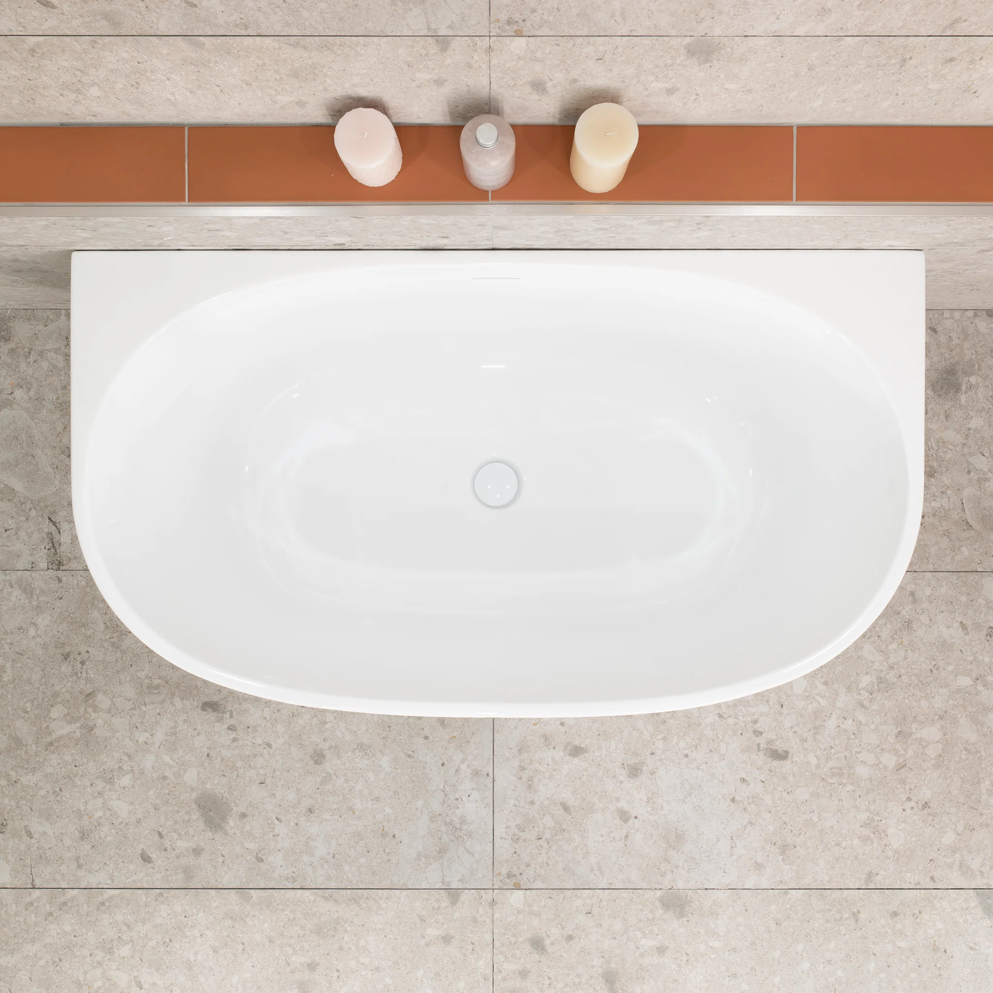 Byron Egg 1200mm Back to Wall Freestanding Bath, Gloss White - Image 6