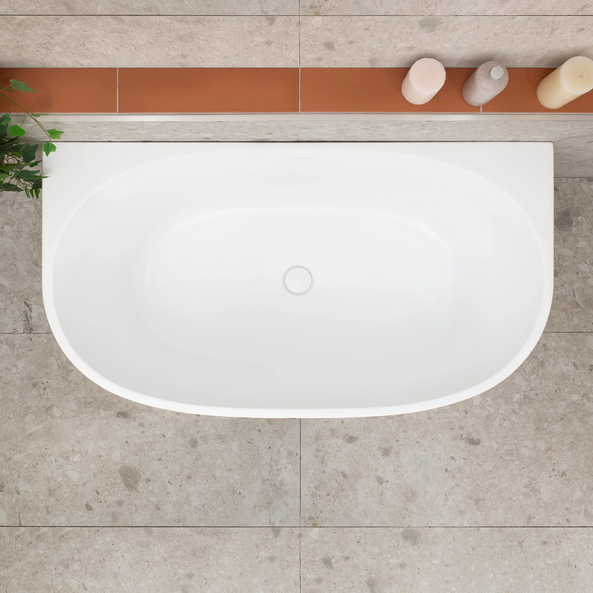 Byron Egg 1200mm Back to Wall Freestanding Bath, Matte White - Image 6