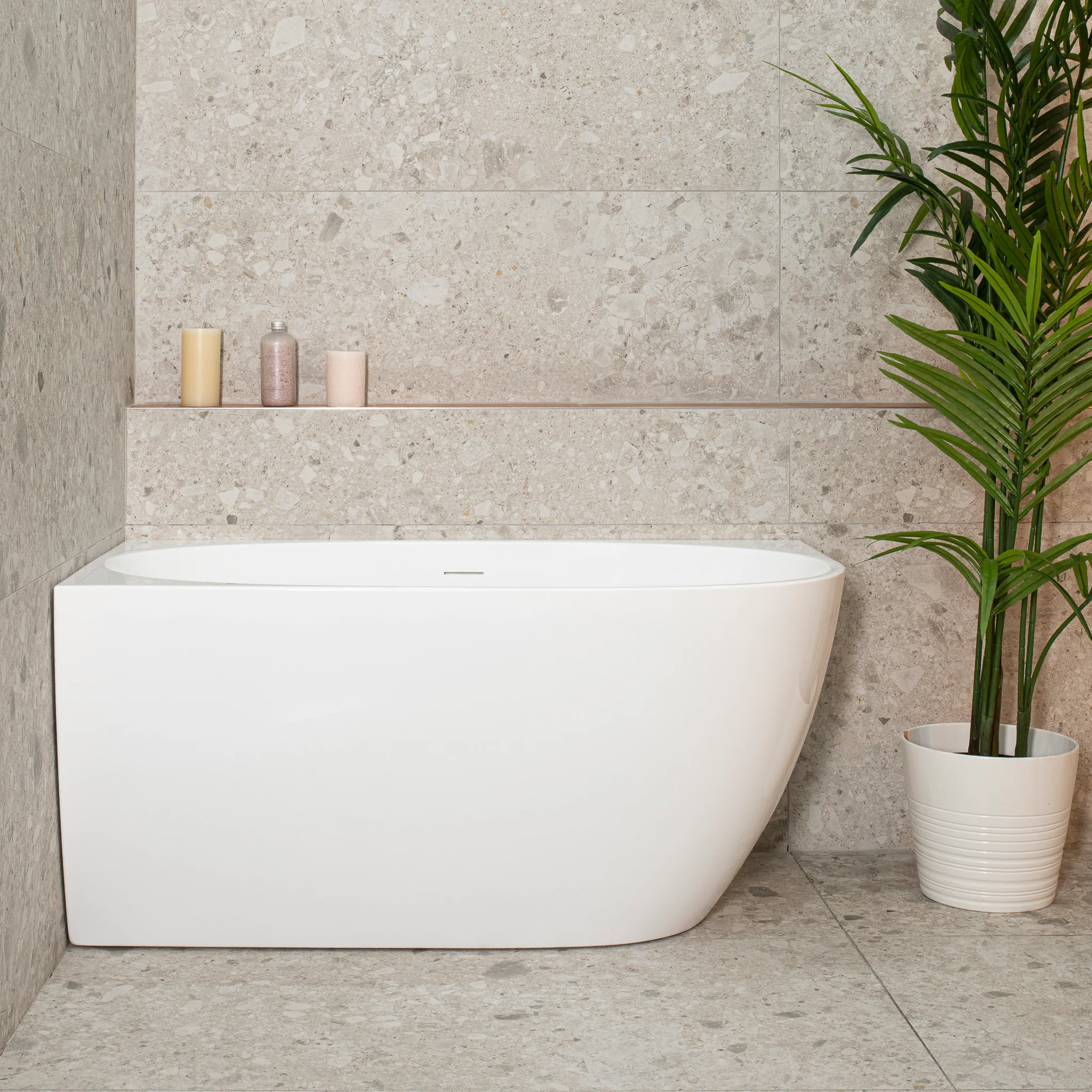 Byron Egg 1200mm Left Corner Freestanding Bath, Gloss White - Image 3