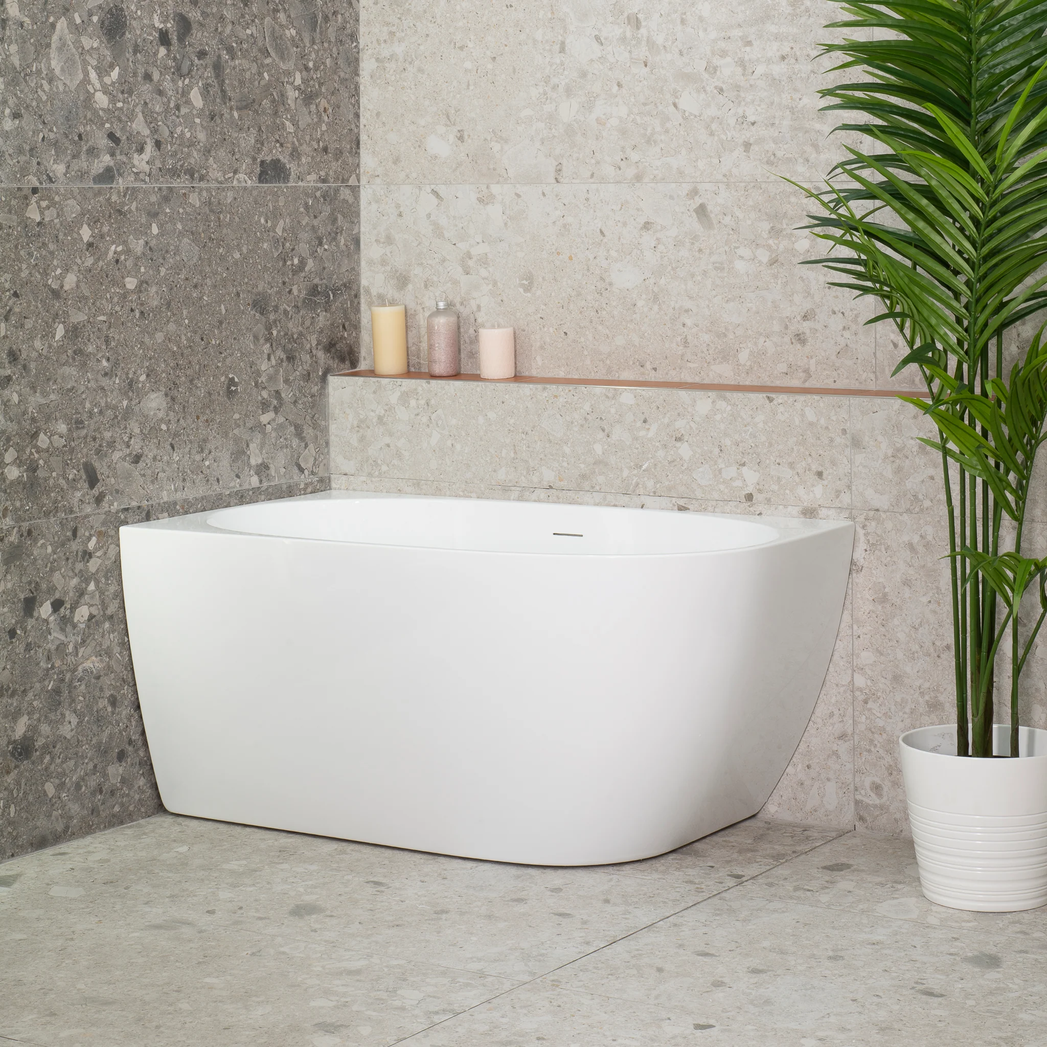 Byron Egg 1200mm Left Corner Freestanding Bath, Gloss White - Image 4
