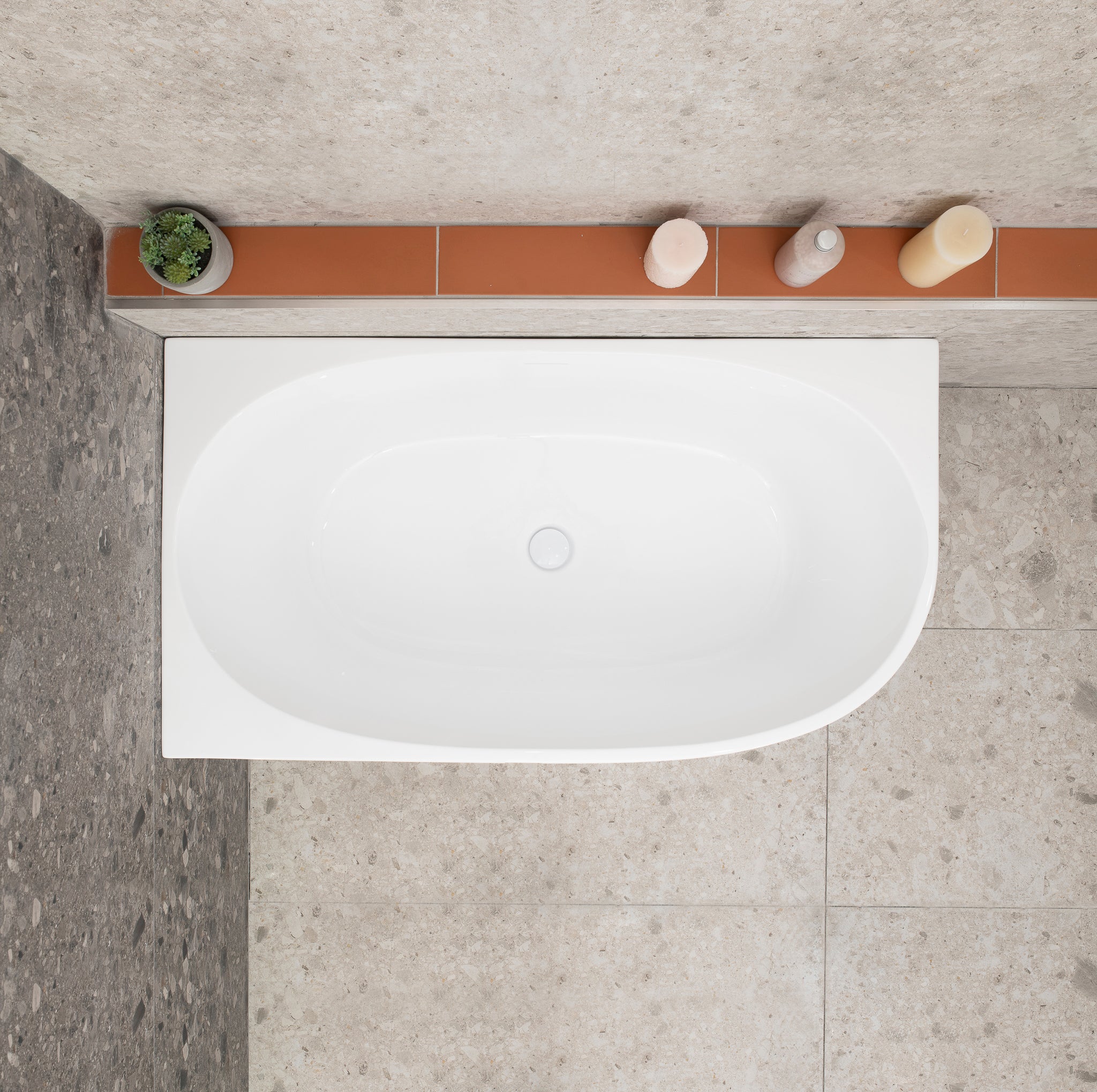 Byron Egg 1200mm Left Corner Freestanding Bath, Gloss White - Image 7