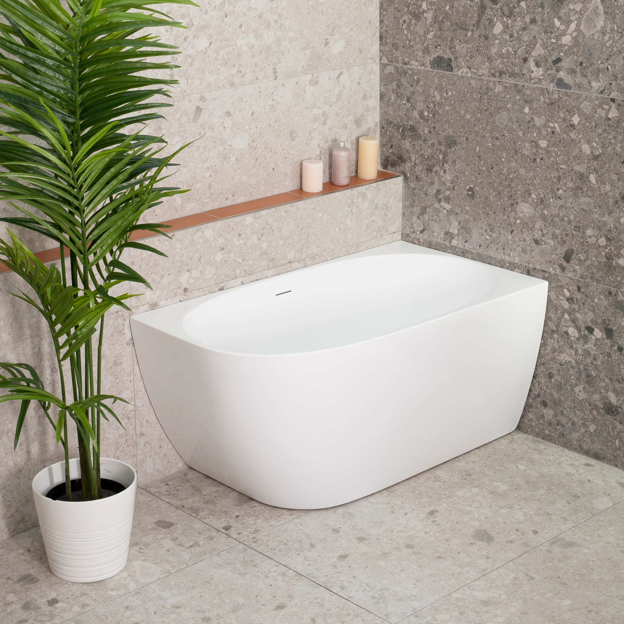 Byron Egg 1200mm Right Corner Freestanding Bath, Gloss White - Image 2