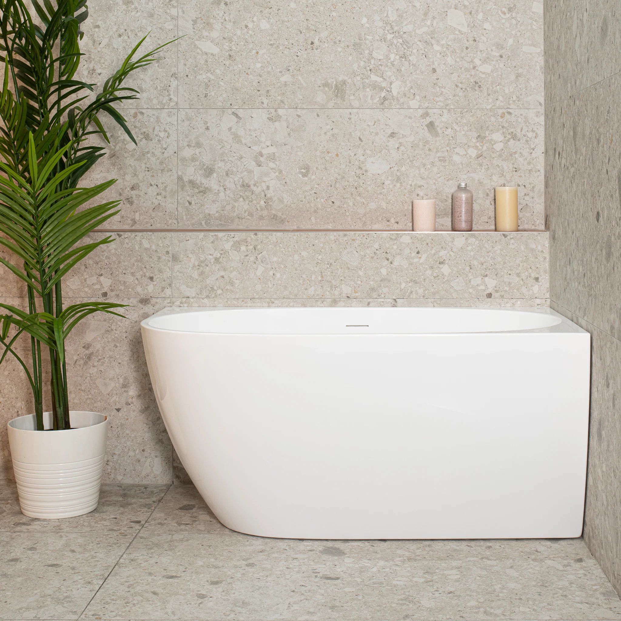 Byron Egg 1200mm Right Corner Freestanding Bath, Gloss White - Image 3