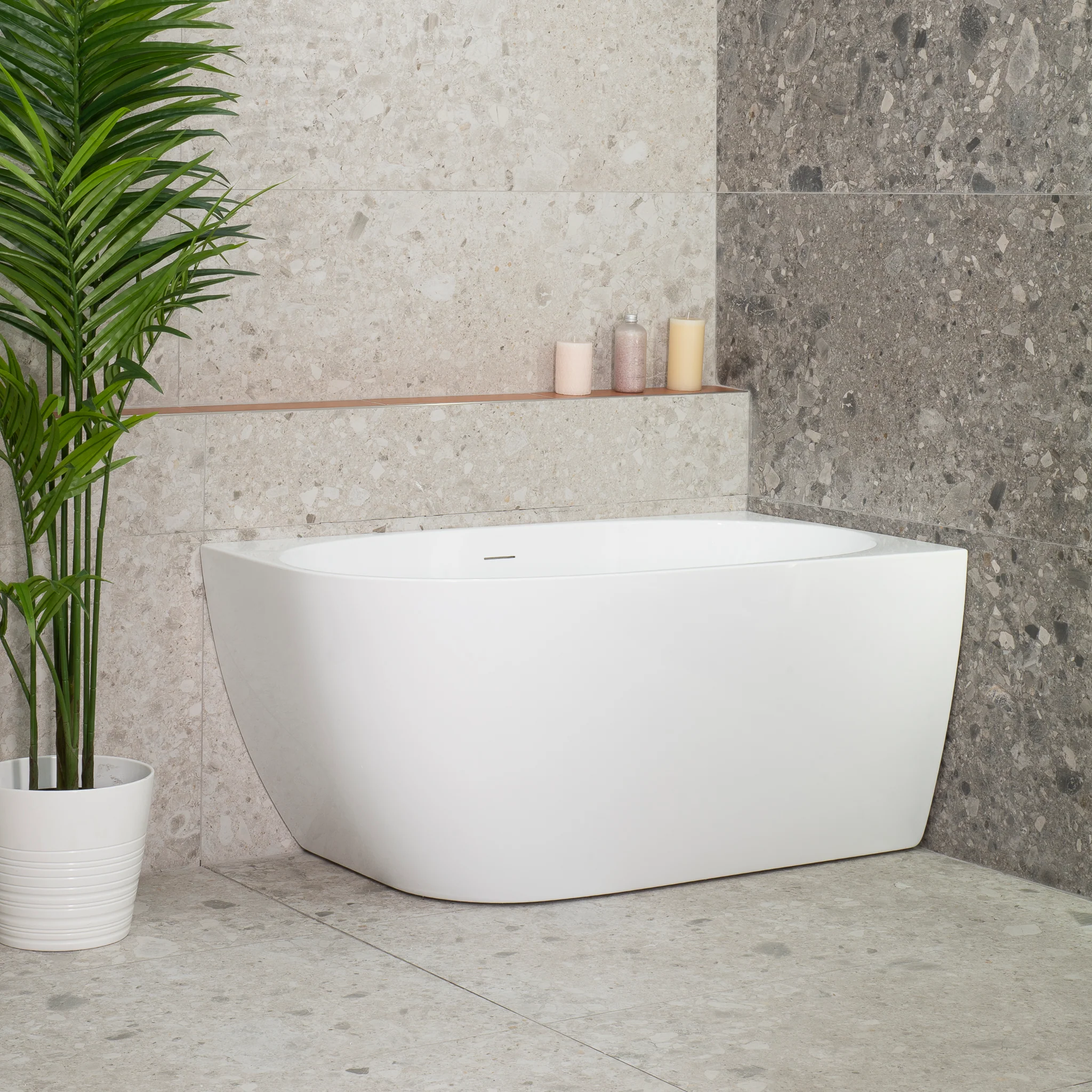 Byron Egg 1200mm Right Corner Freestanding Bath, Gloss White - Image 4