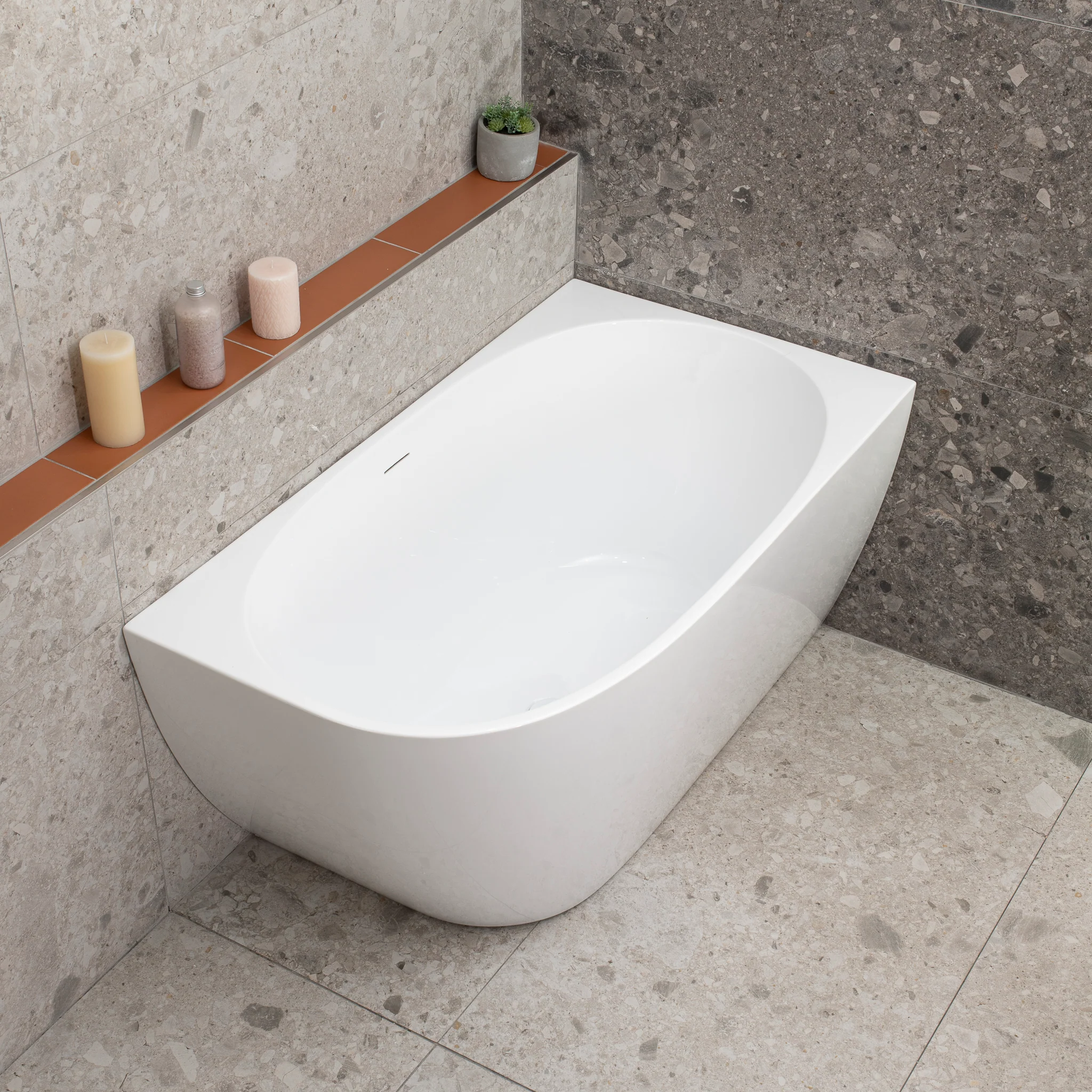 Byron Egg 1200mm Right Corner Freestanding Bath, Gloss White - Image 5