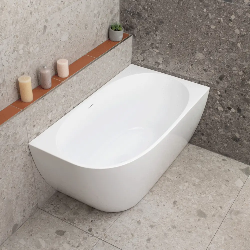 Byron Egg 1200mm Right Corner Freestanding Bath, Gloss White - Image 6