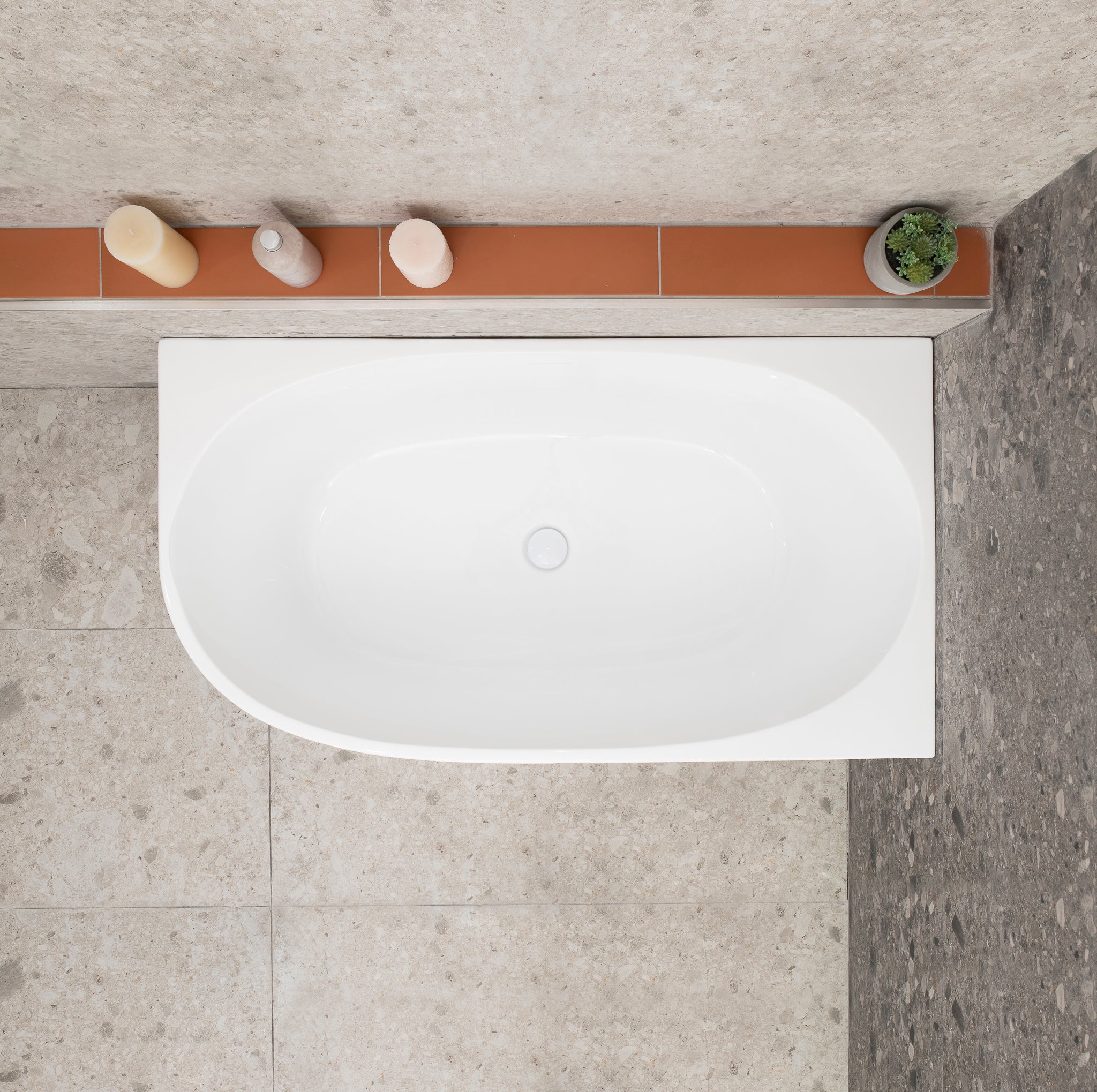 Byron Egg 1200mm Right Corner Freestanding Bath, Gloss White - Image 7