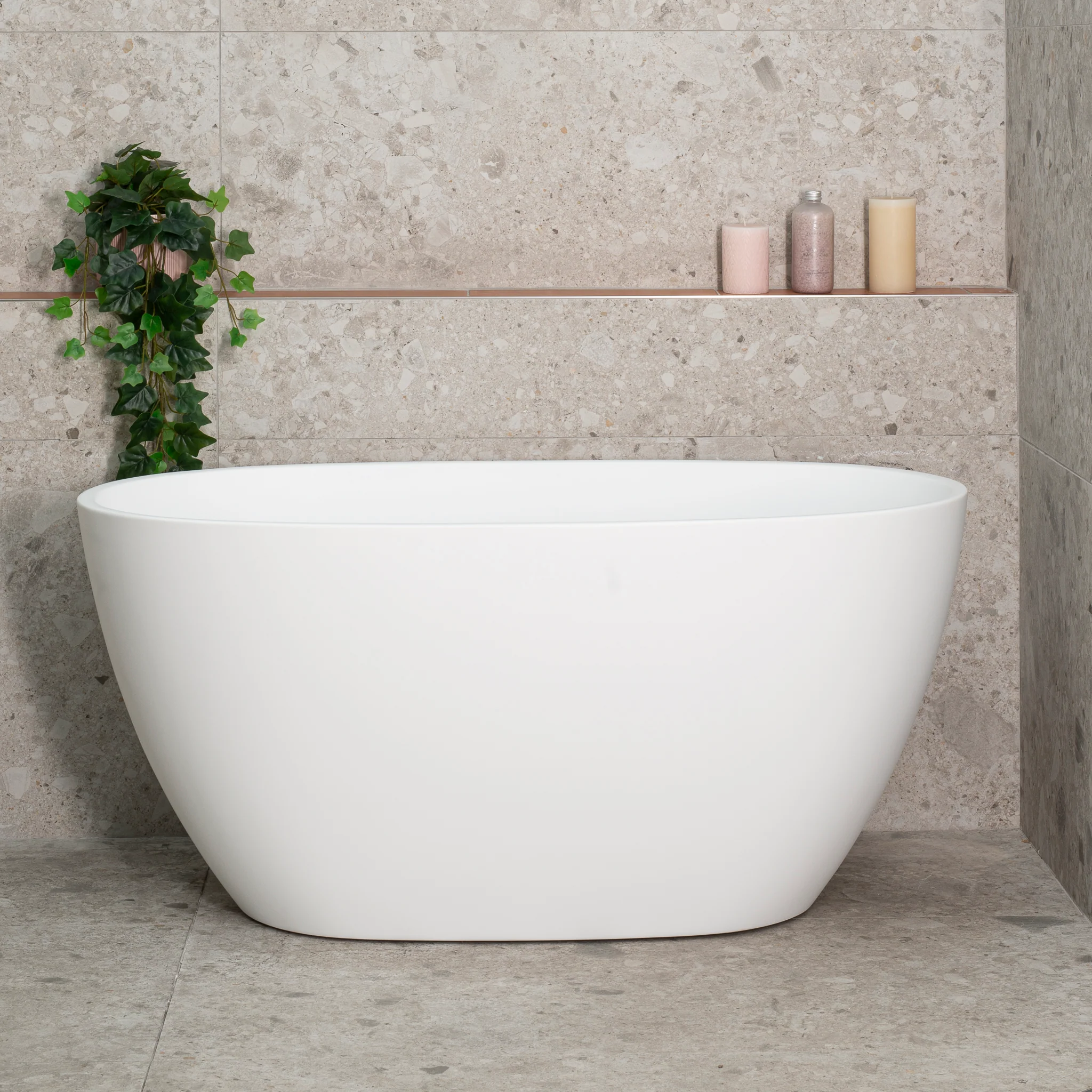 Byron Egg 1200mm Oval Freestanding Bath, Matte White - Image 4
