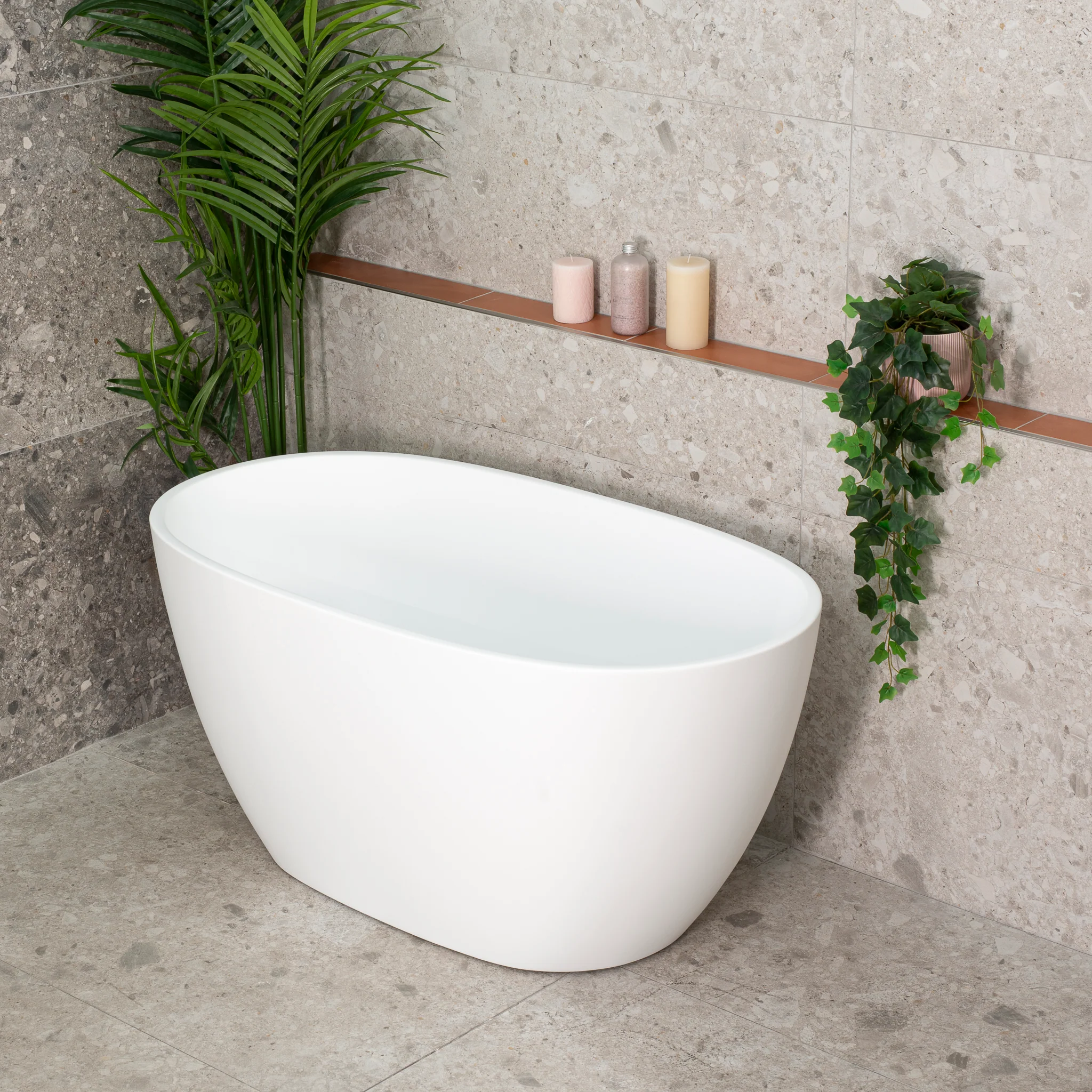 Byron Egg 1200mm Oval Freestanding Bath, Matte White - Image 6