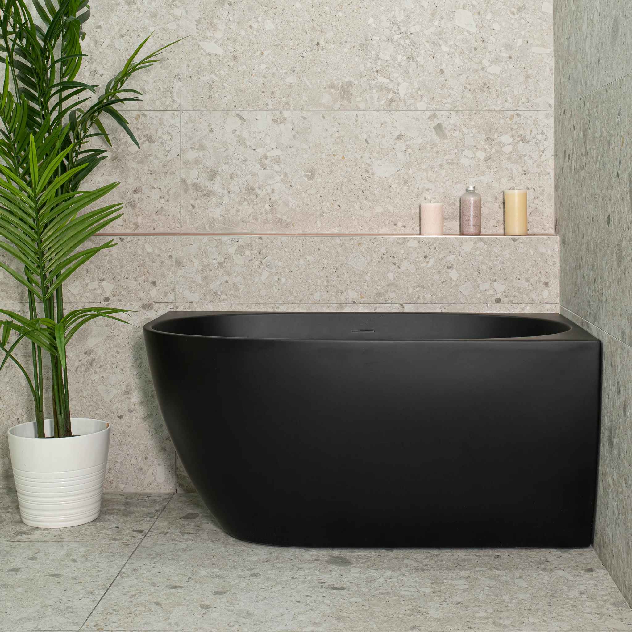 Byron Egg 1200mm Right Corner Freestanding Bath, Matte Black - Image 3