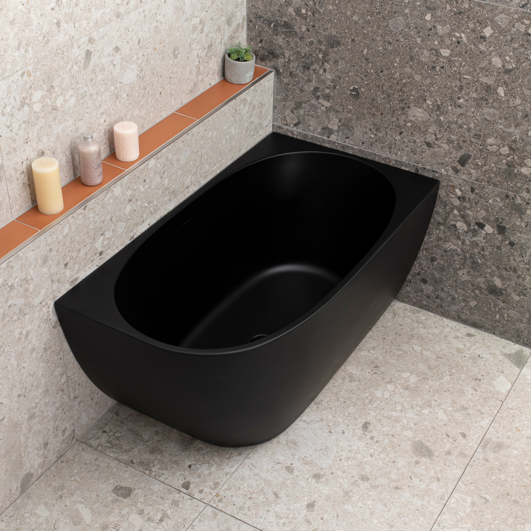 Byron Egg 1200mm Right Corner Freestanding Bath, Matte Black - Image 5