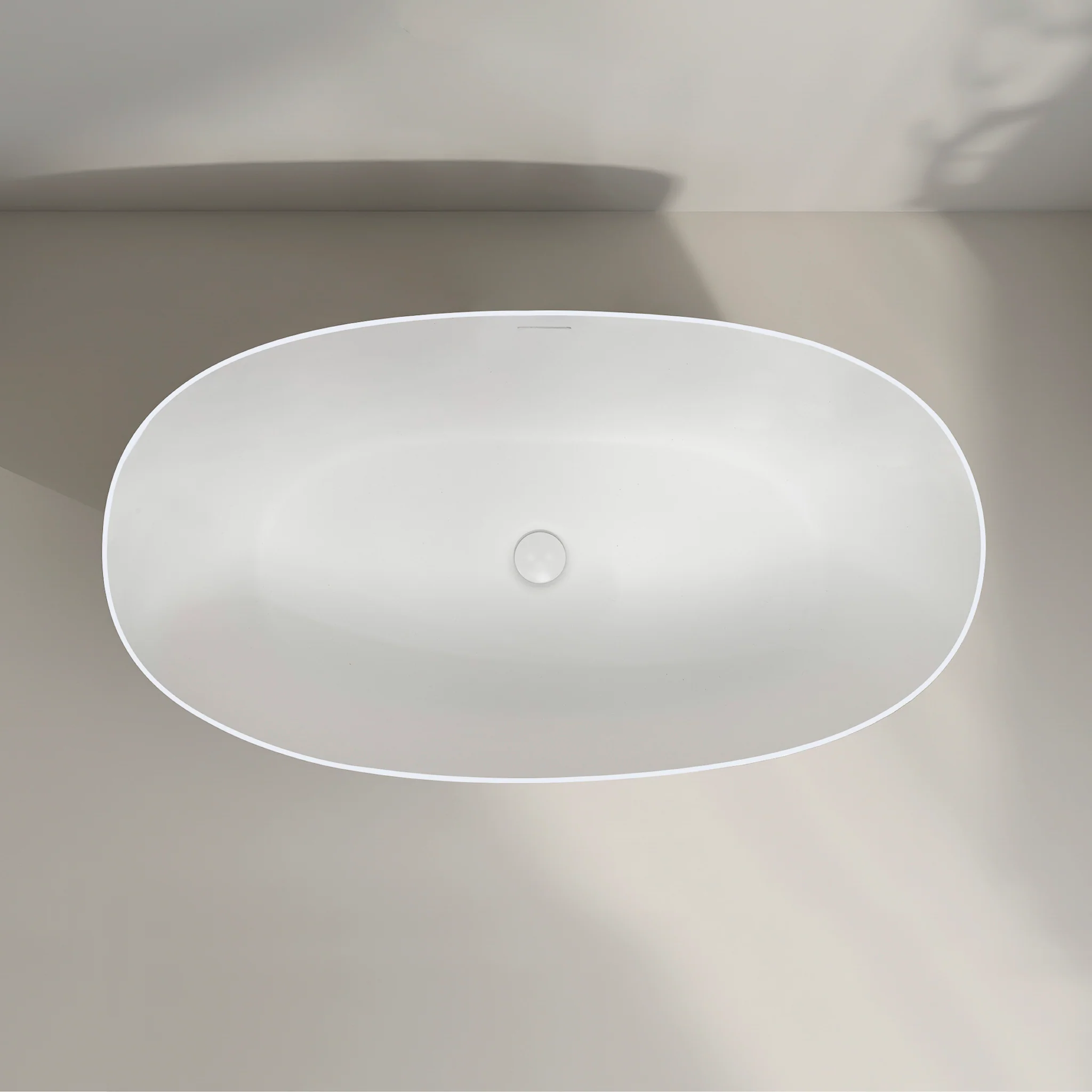 Byron Egg 1300mm Oval Artificial Stone Freestanding Bath, Matte White - Image 3