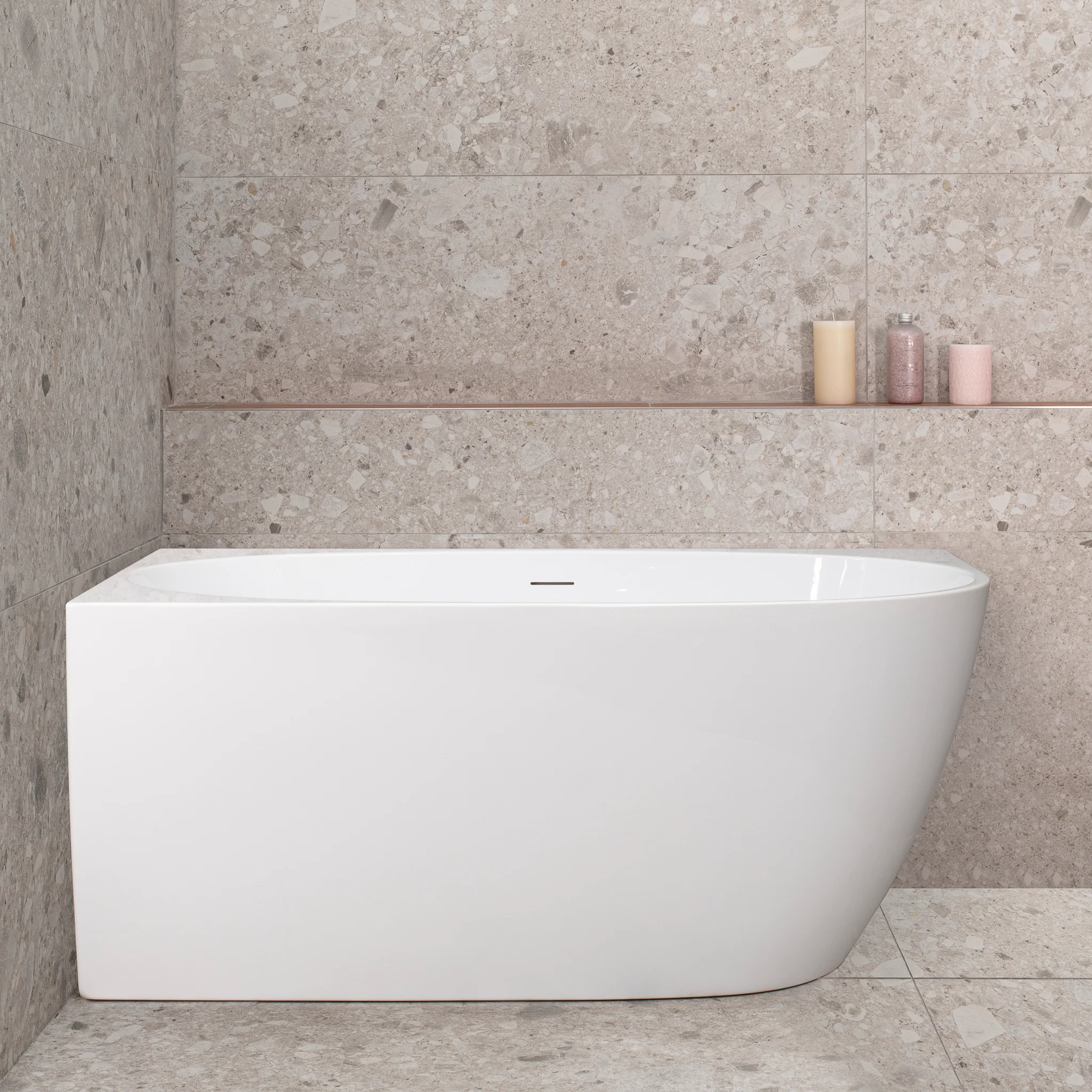 Byron Egg 1300mm Left Corner Freestanding Bath, Gloss White - Image 4