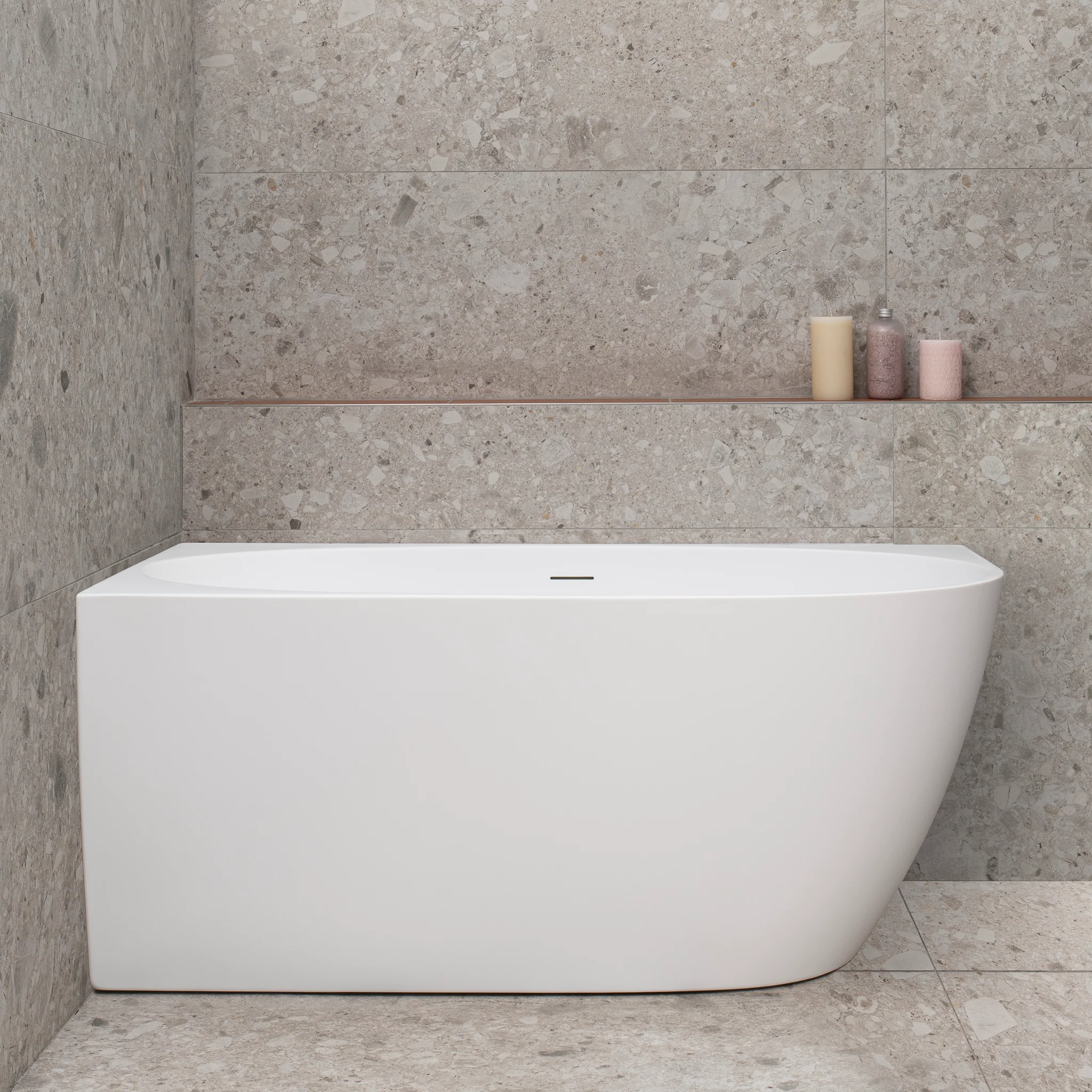 Byron Egg 1300mm Left Corner Freestanding Bath, Matte White - Image 4