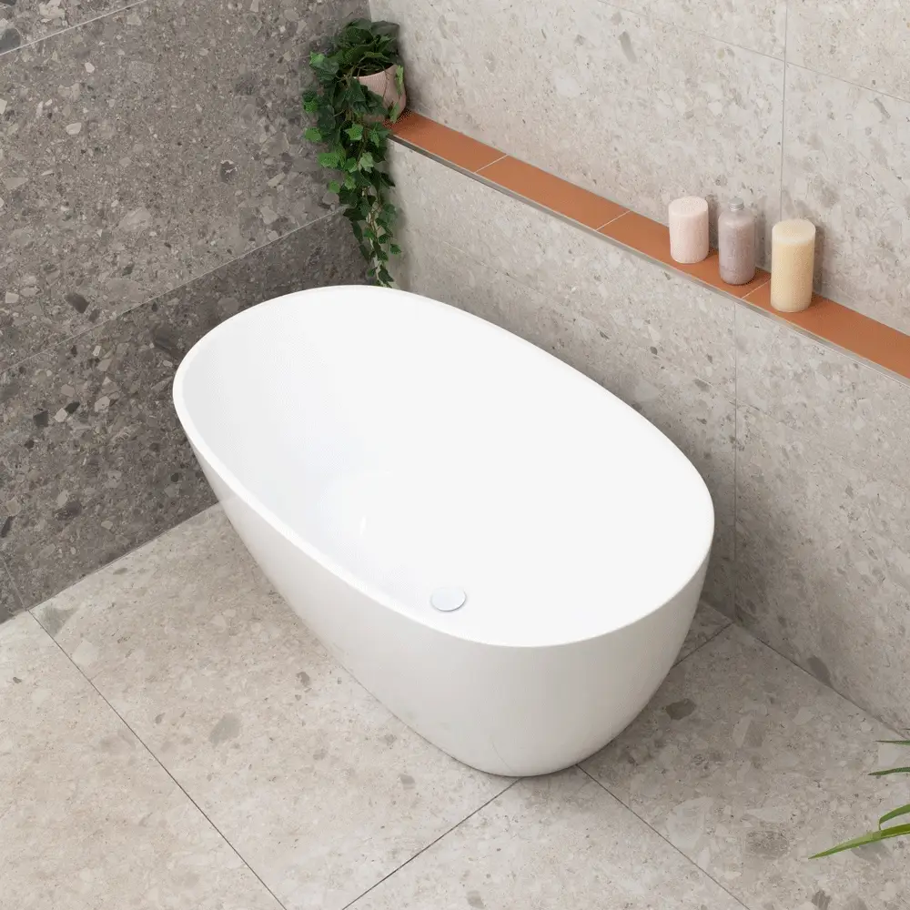 Byron Egg 1300mm Oval Freestanding Bath, Gloss White - Image 7