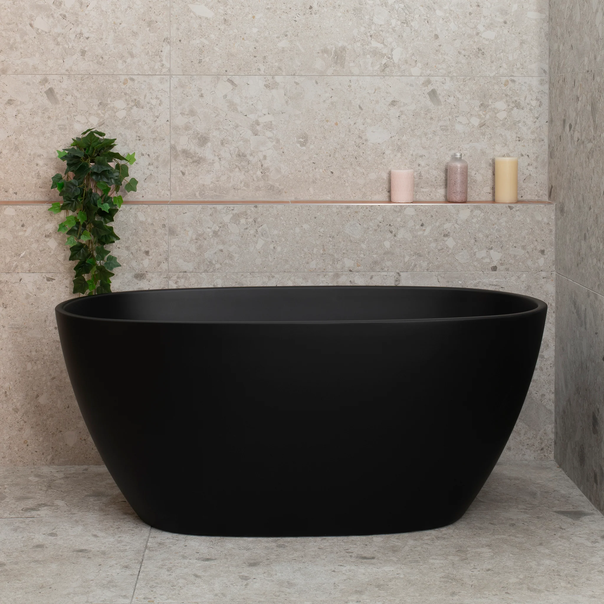 Byron Egg 1300mm Oval Freestanding Bath, Matte Black - Image 2