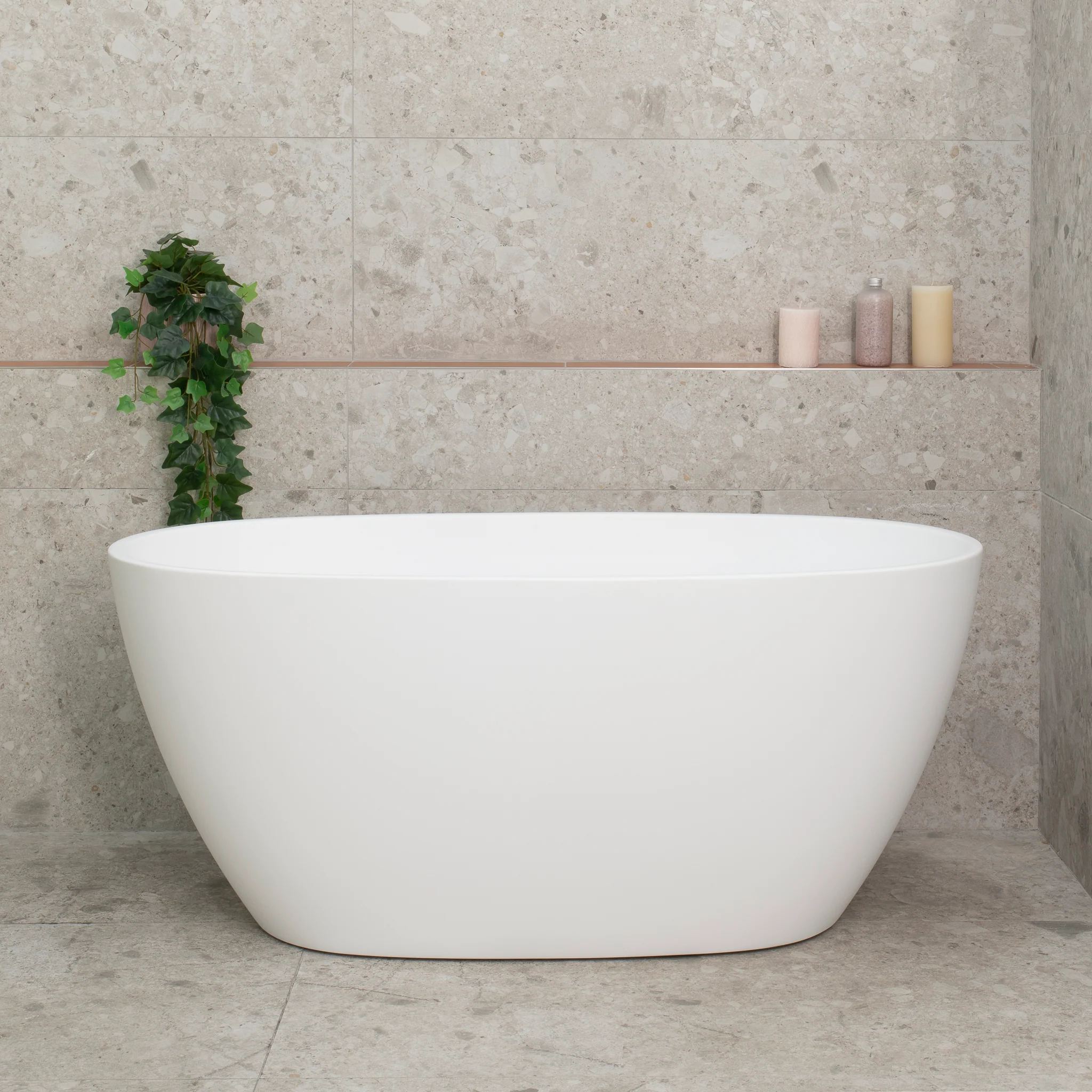 Byron Egg 1300mm Oval Freestanding Bath, Matte White