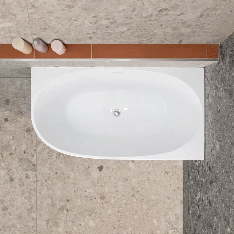 Byron Egg 1300mm Right Corner Freestanding Bath, Gloss White - Image 3