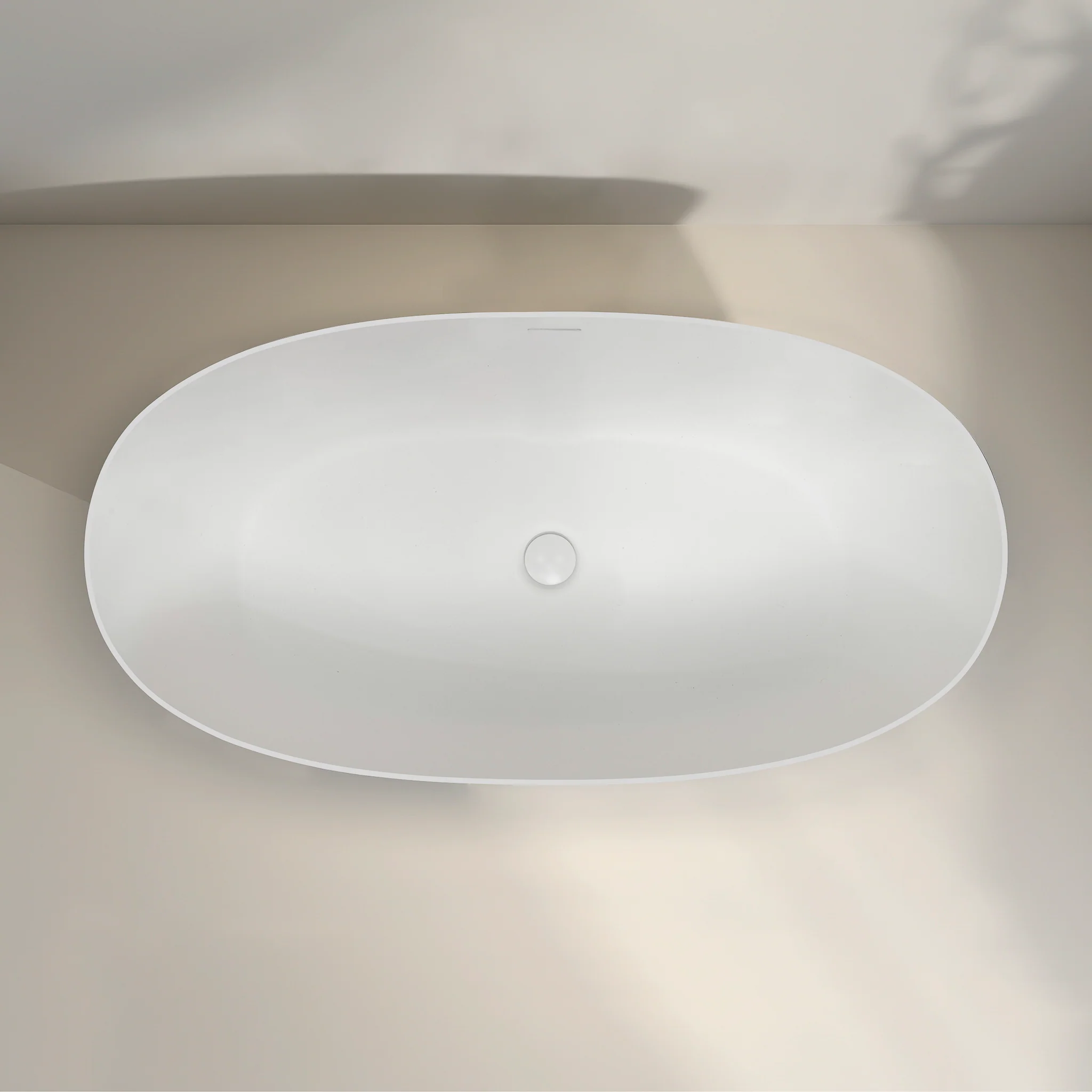 Byron Egg 1400mm Oval Artificial Stone Freestanding Bath, Matte White - Image 3