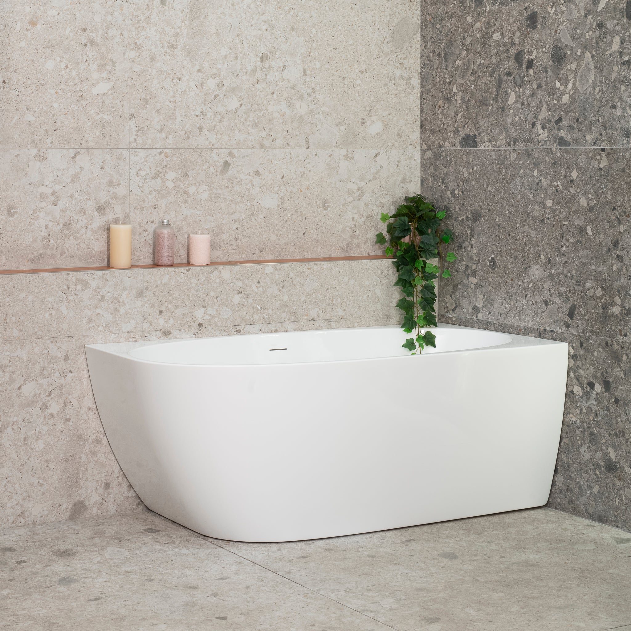 Byron Egg 1400mm Right Corner Freestanding Bath, Gloss White - Image 2