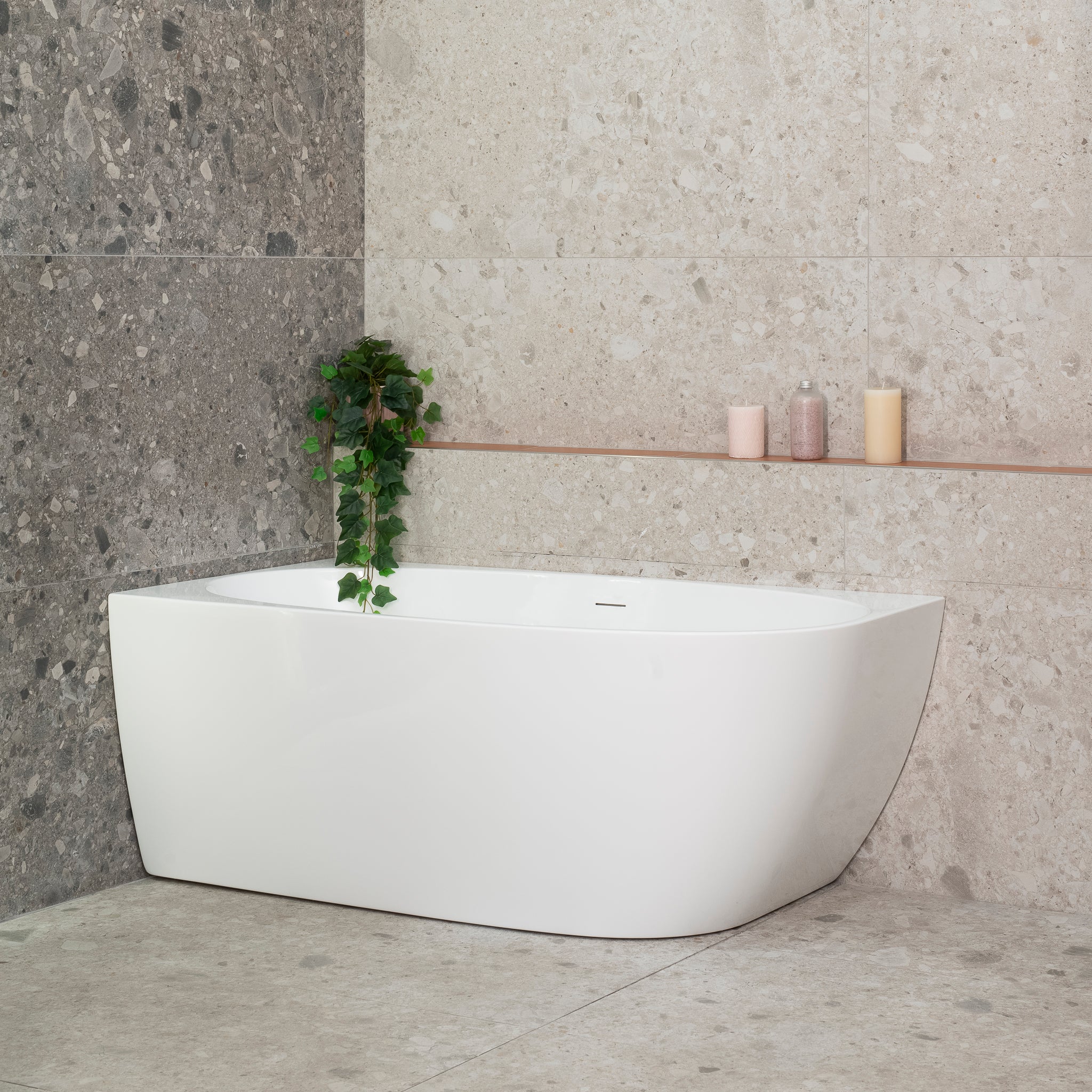 Byron Egg 1400mm Left Corner Freestanding Bath, Gloss White - Image 2