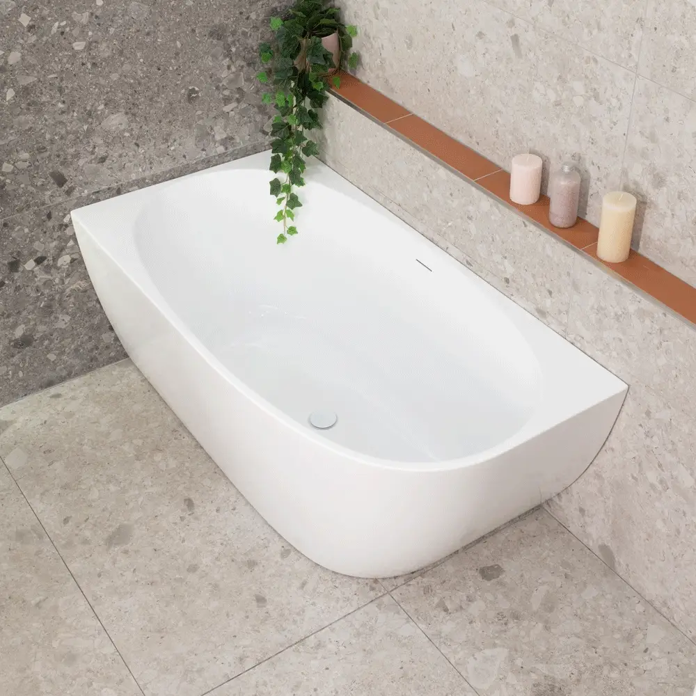 Byron Egg 1400mm Left Corner Freestanding Bath, Gloss White - Image 6