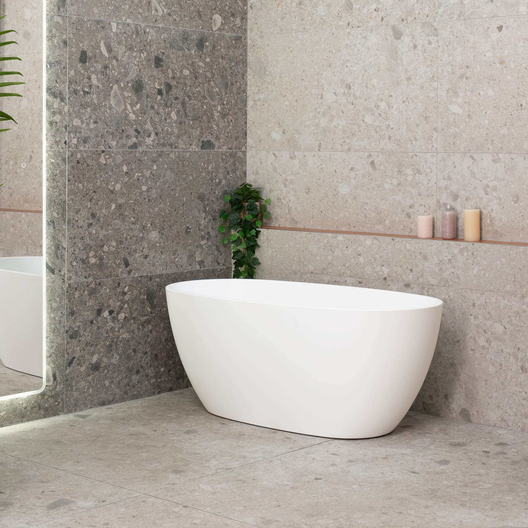 Byron Egg 1400mm Oval Freestanding Bath, Gloss White - Image 2
